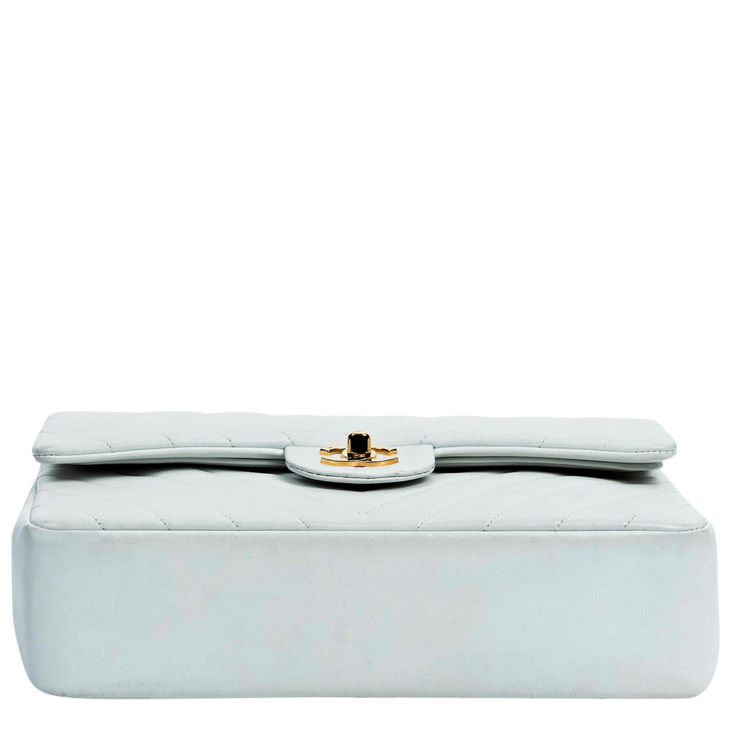 Gray Chanel by Karl Lagerfeld 2015 White Classic Medium Chevron Double Flap Bag
