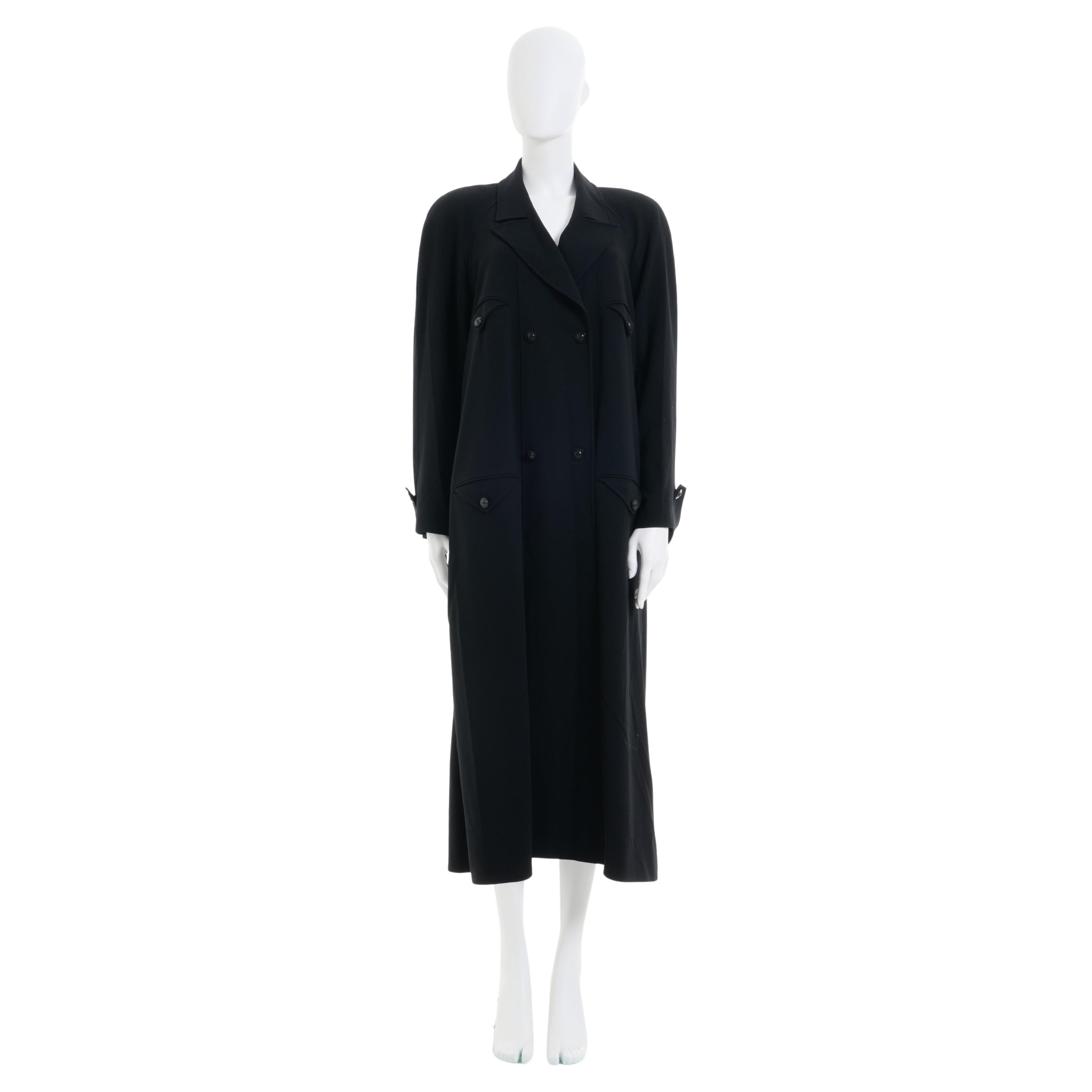 Chanel by Karl Lagerfeld A/W 1997 Multipocket Black Wool 
Silk Coat