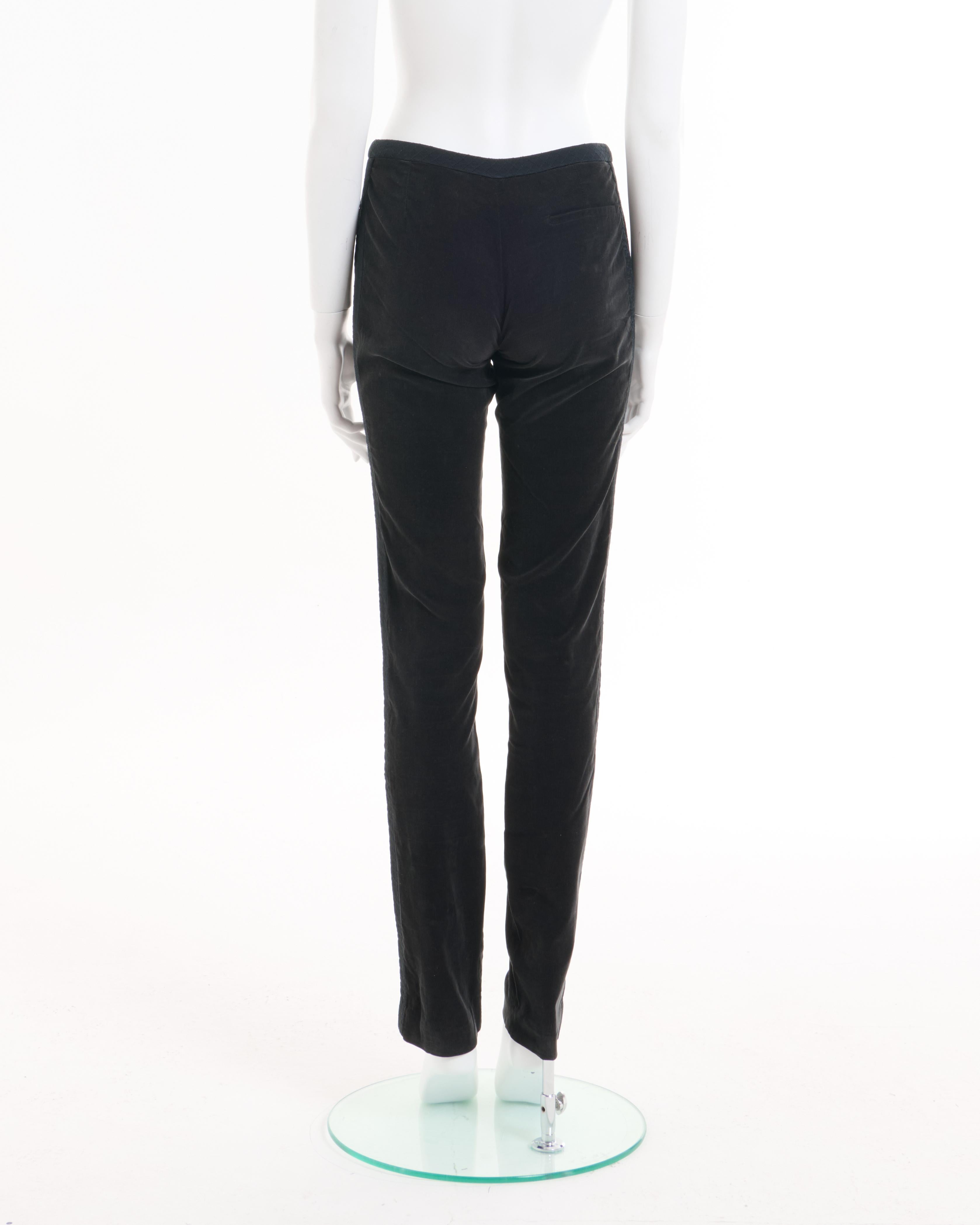 White Chanel by Karl Lagerfeld A/W 2004 Black Velvet Ribbed Pants