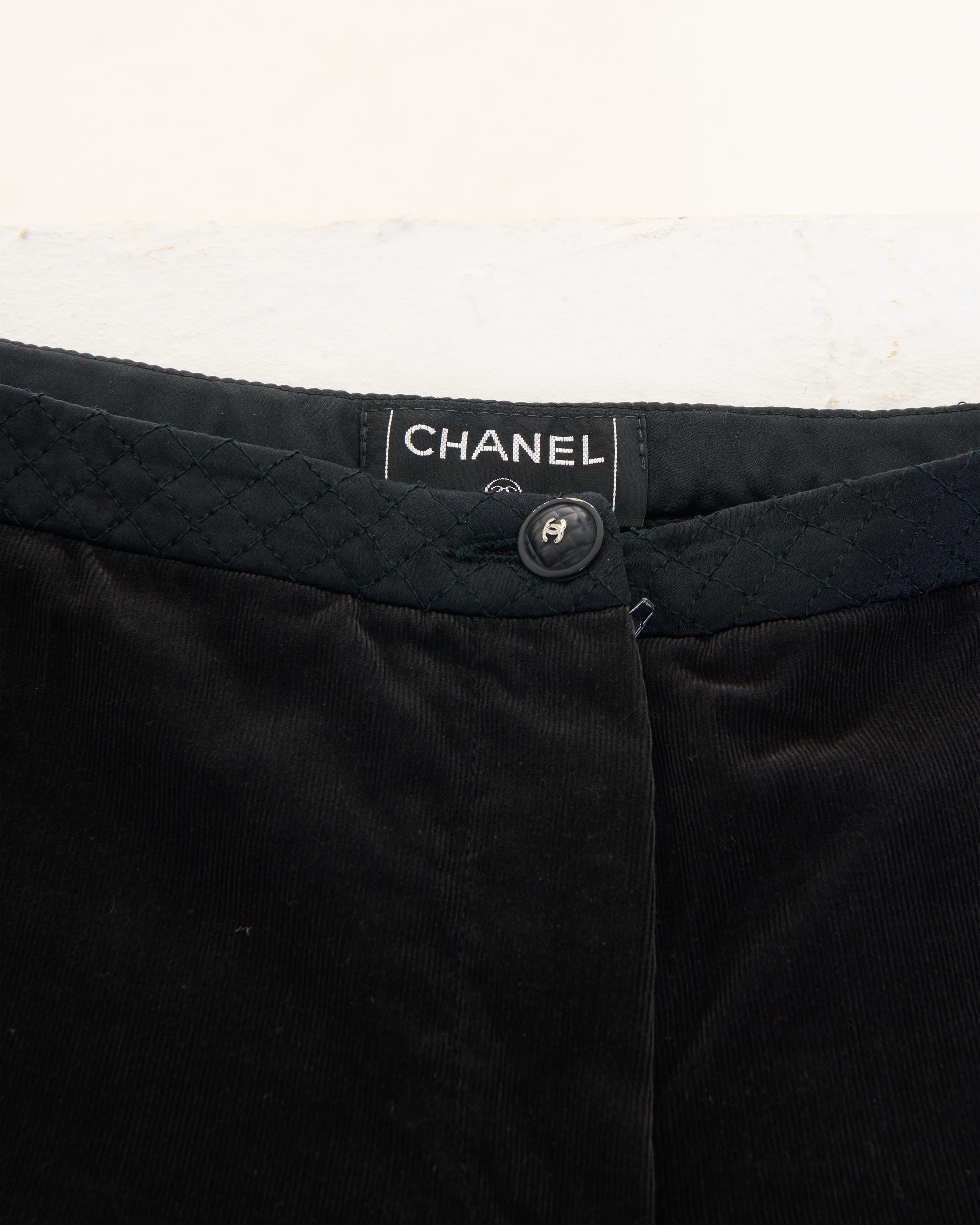Women's Chanel by Karl Lagerfeld A/W 2004 Black Velvet Ribbed Pants