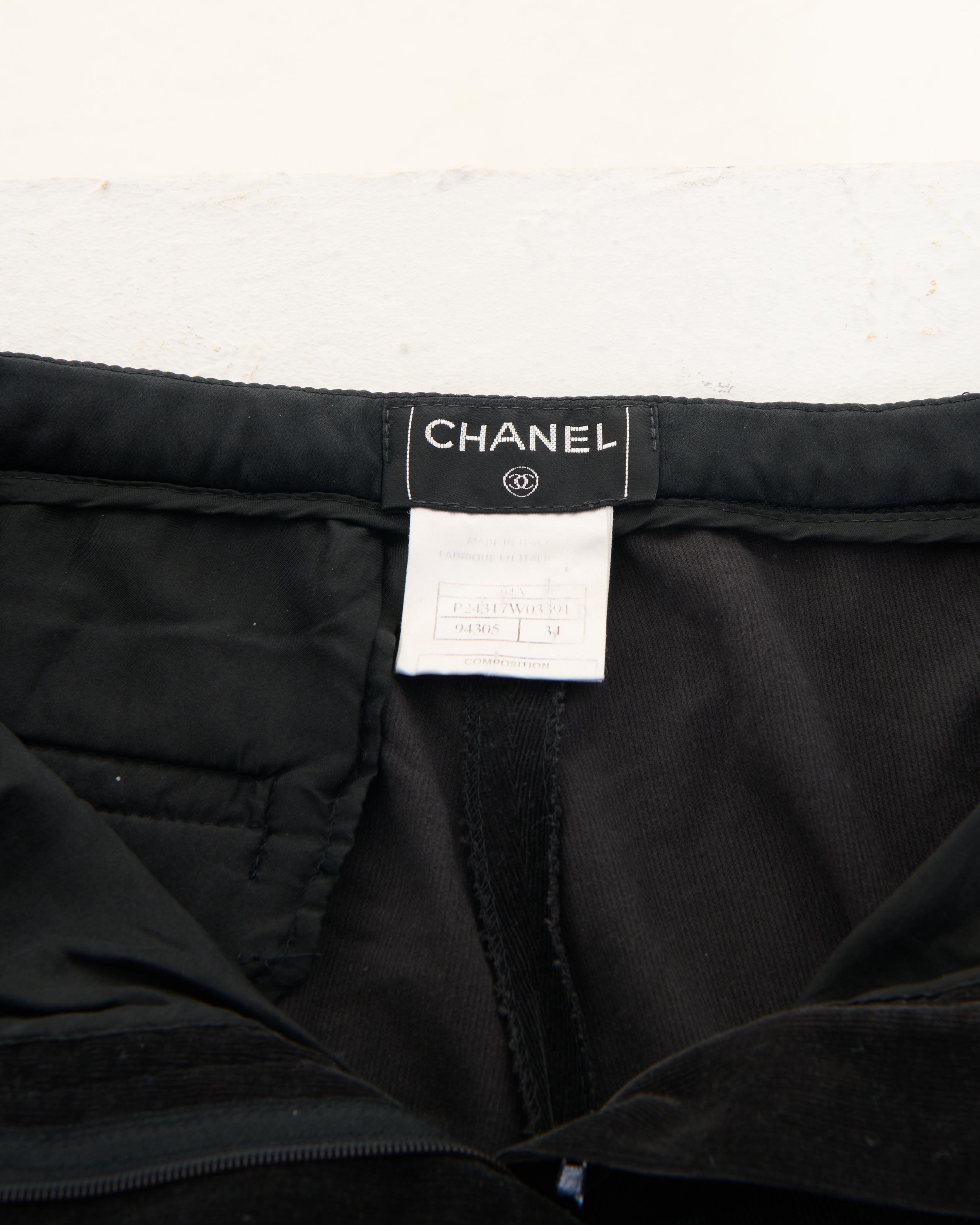 Chanel by Karl Lagerfeld A/W 2004 Black Velvet Ribbed Pants 1