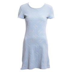 Chanel by Karl Lagerfeld baby blue velour logo t-shirt dress, ss 1996