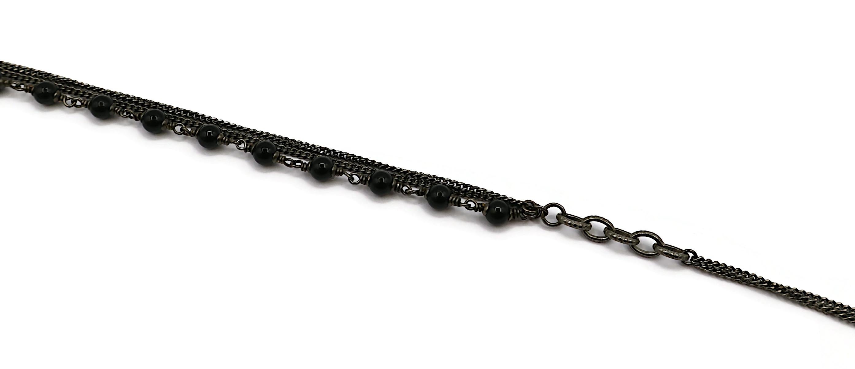 CHANEL by KARL LAGERFELD Black Bead Jewelled CC Necklace, 2010 For Sale 7