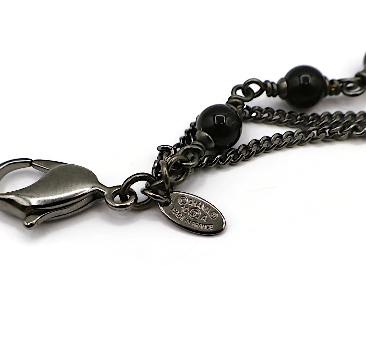 CHANEL by KARL LAGERFELD Black Bead Jewelled CC Necklace, 2010 For Sale 12
