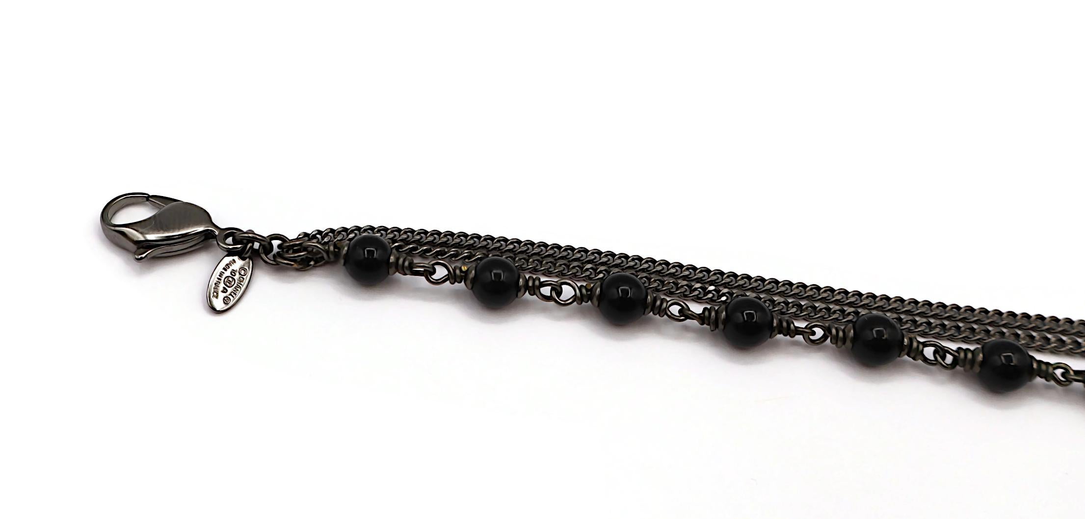 Women's CHANEL by KARL LAGERFELD Black Bead Jewelled CC Necklace, 2010 For Sale