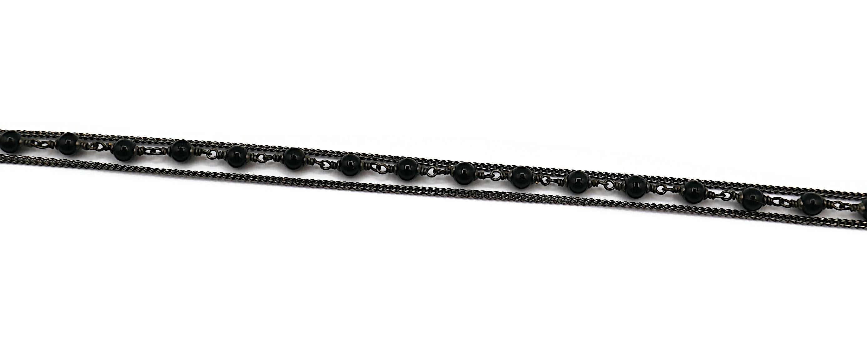 CHANEL by KARL LAGERFELD Black Bead Jewelled CC Necklace, 2010 For Sale 3