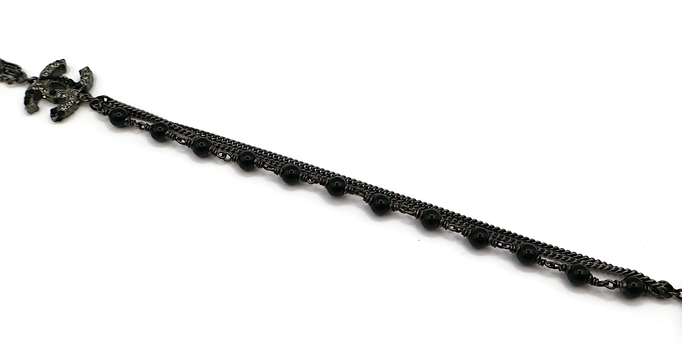 CHANEL by KARL LAGERFELD Black Bead Jewelled CC Necklace, 2010 For Sale 5