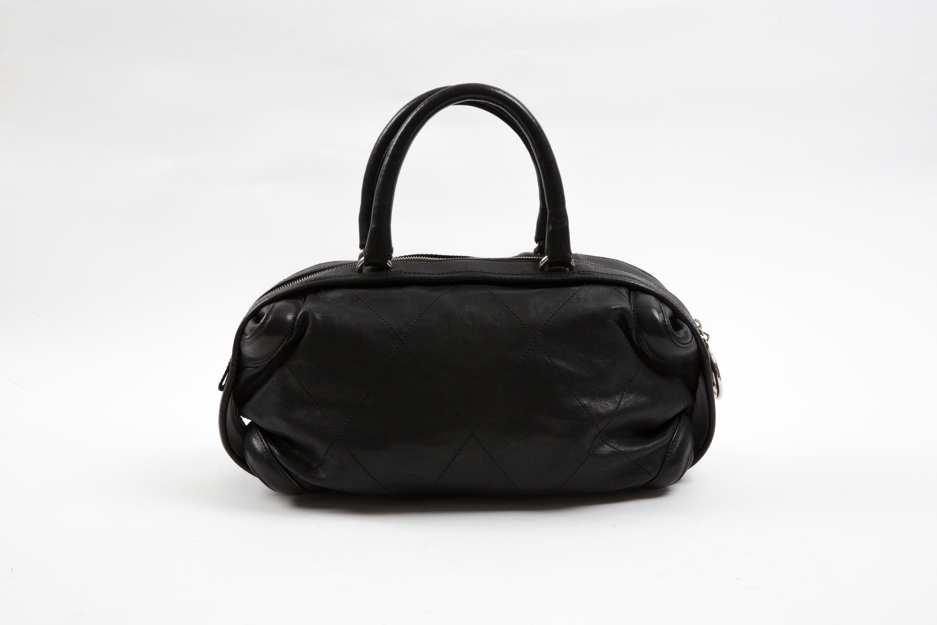 Women's Chanel by Karl Lagerfeld Black Boston Bag For Sale
