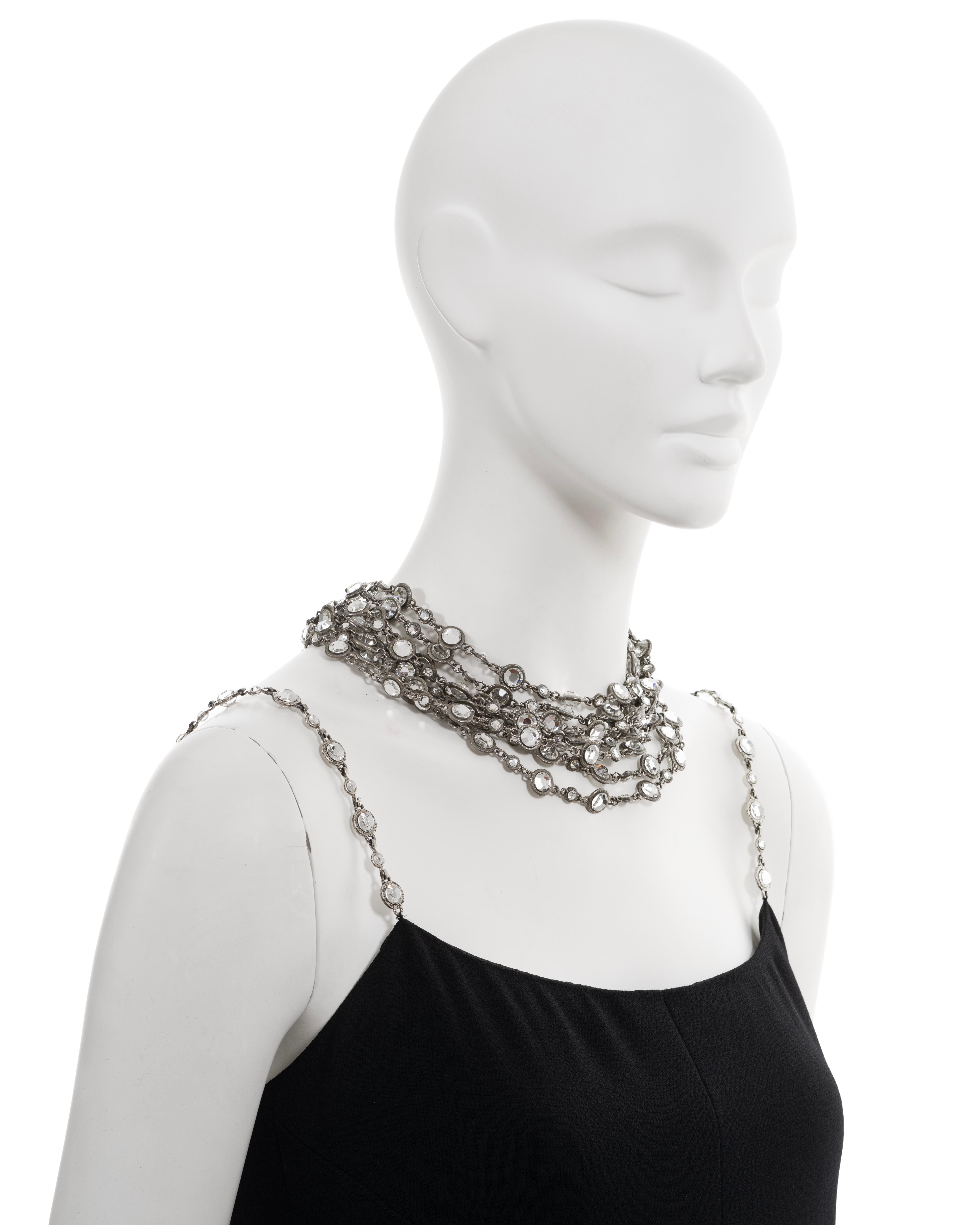 Chanel by Karl Lagerfeld black evening dress with crystal jewellery set, ss 1998 For Sale 7