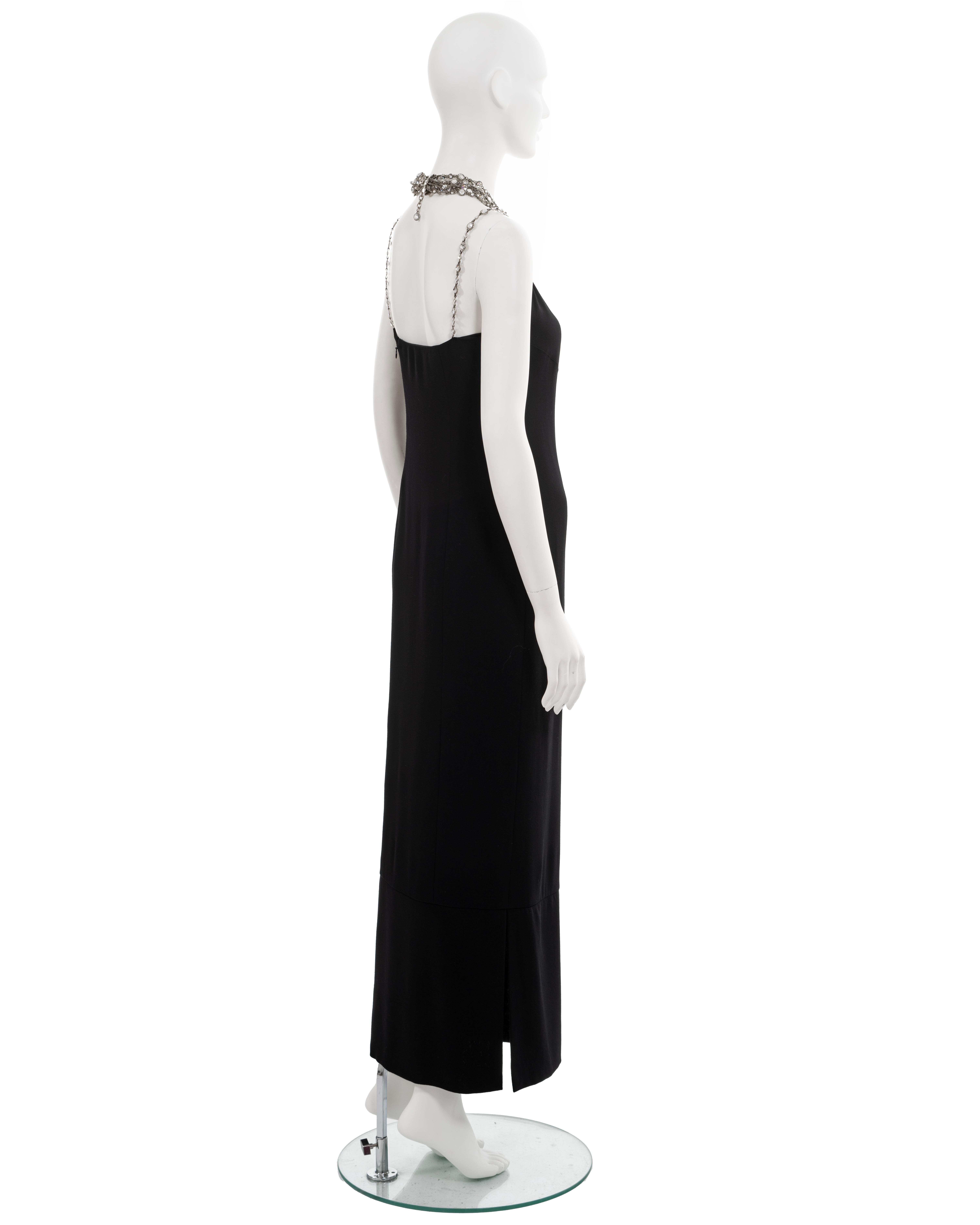 Chanel by Karl Lagerfeld black evening dress with crystal jewellery set, ss 1998 For Sale 8