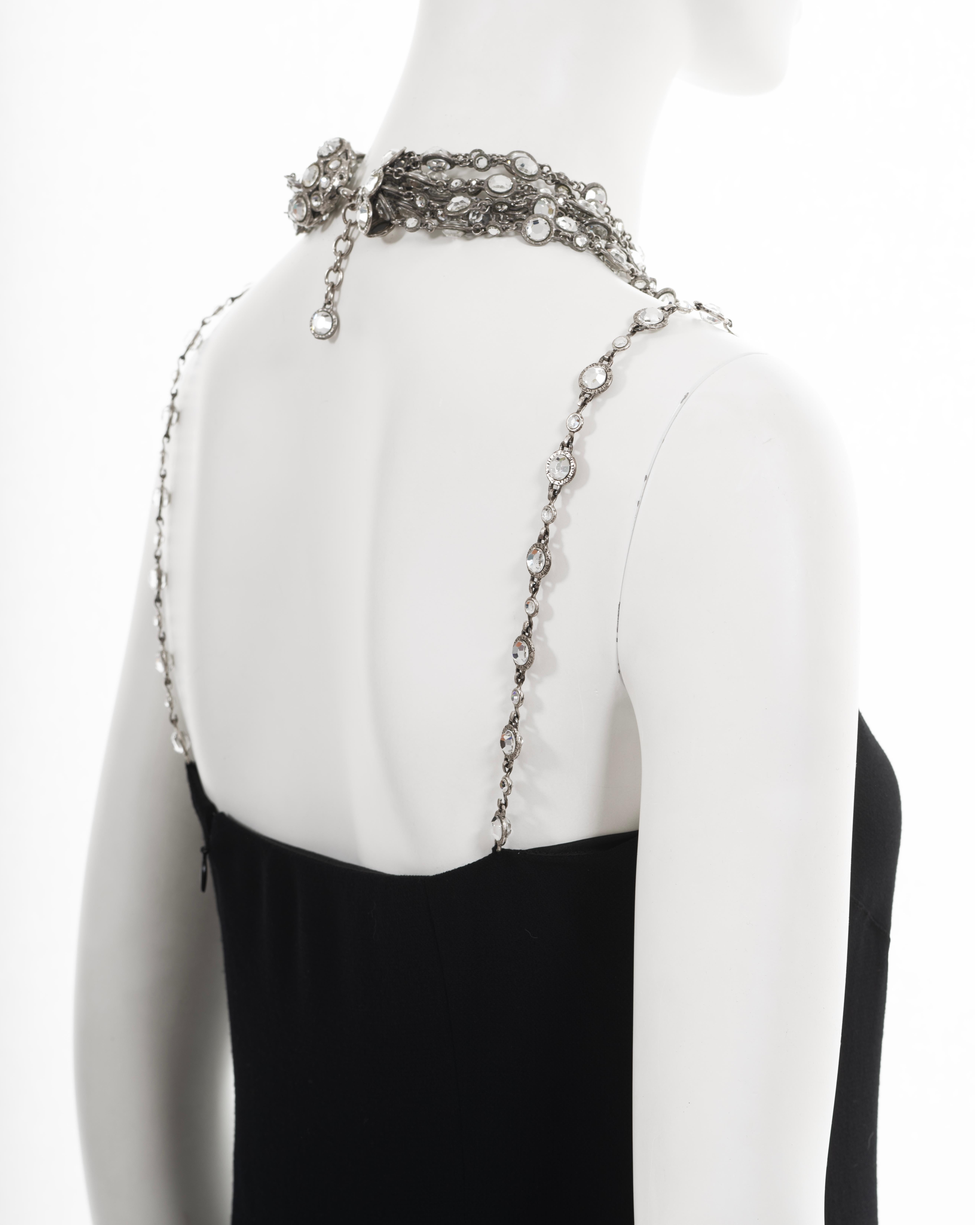Chanel by Karl Lagerfeld black evening dress with crystal jewellery set, ss 1998 For Sale 9