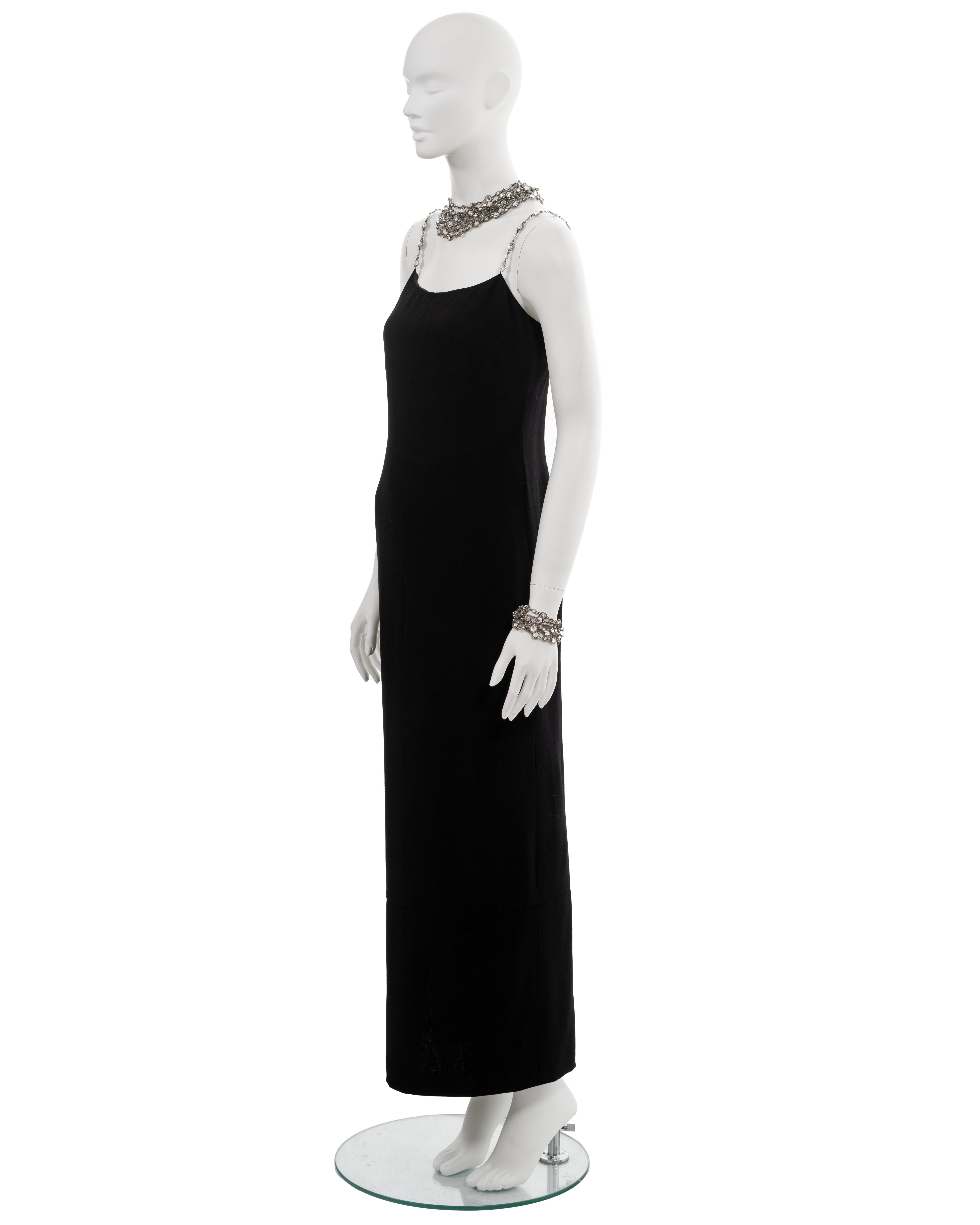 Chanel by Karl Lagerfeld black evening dress with crystal jewellery set, ss 1998 For Sale 13