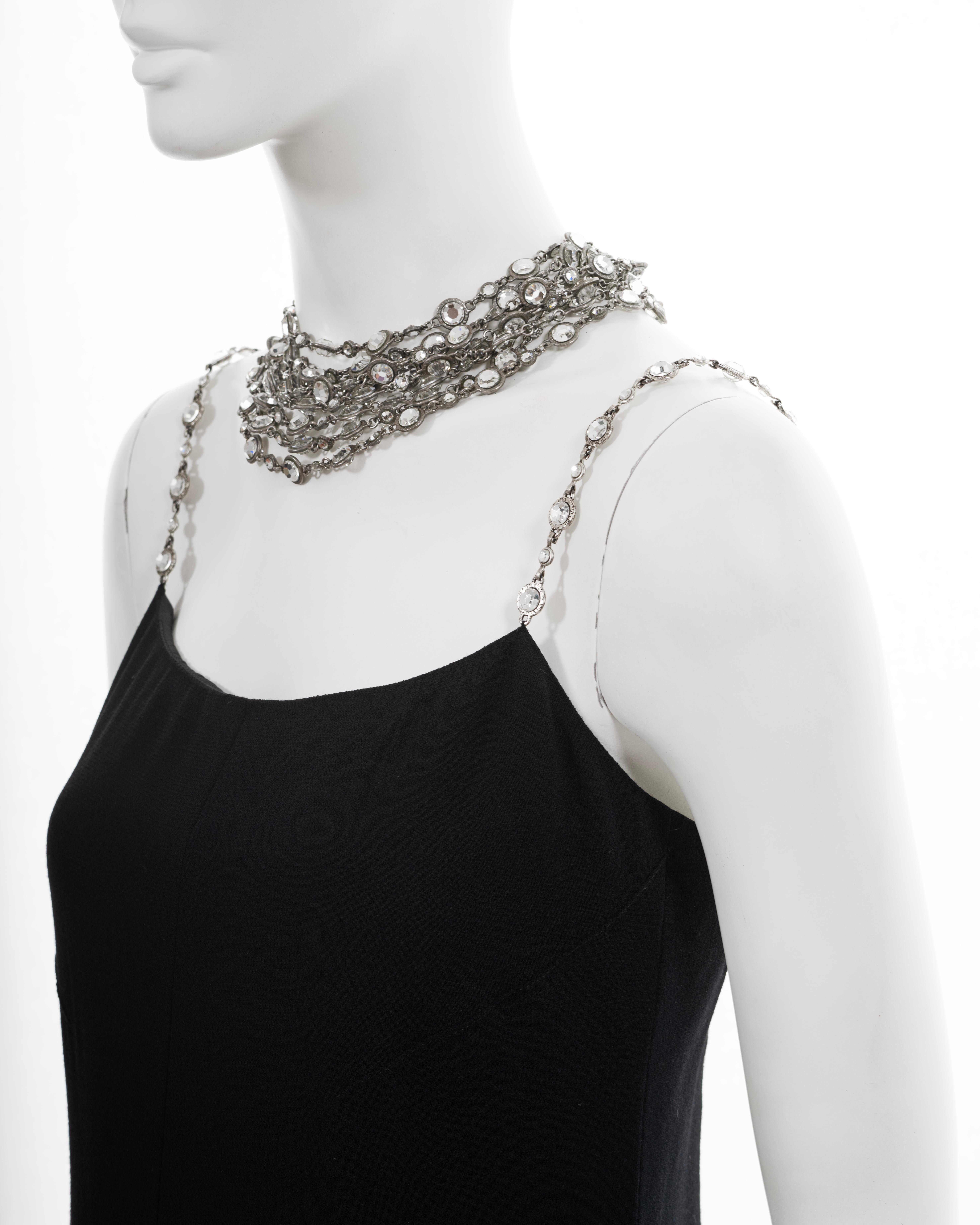 Chanel by Karl Lagerfeld black evening dress with crystal jewellery set, ss 1998 For Sale 14