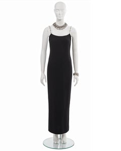 Chanel by Karl Lagerfeld black evening dress with crystal jewellery set, ss 1998