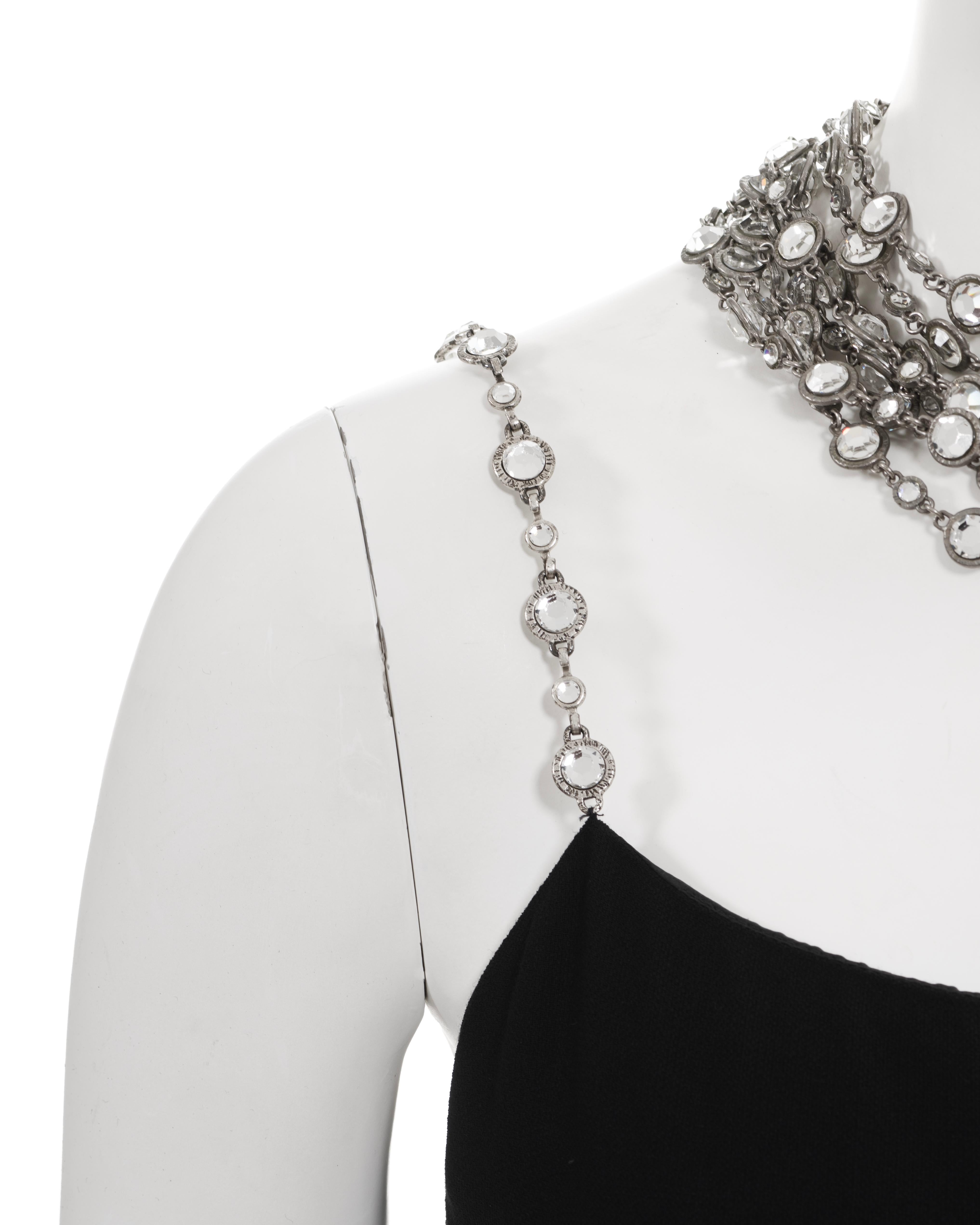 Chanel by Karl Lagerfeld black evening dress with crystal jewellery set, ss 1998 For Sale 3