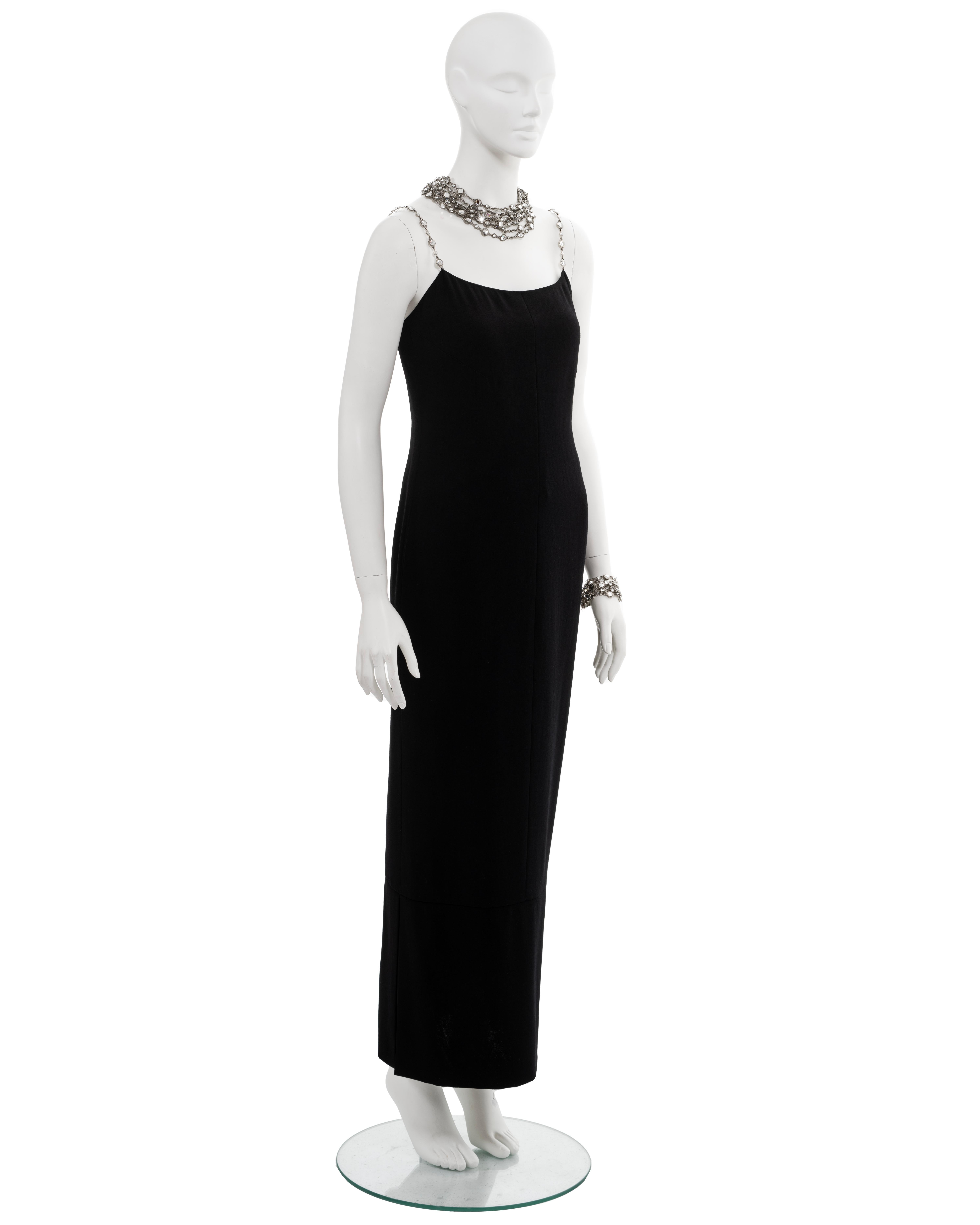 Chanel by Karl Lagerfeld black evening dress with crystal jewellery set, ss 1998 For Sale 4