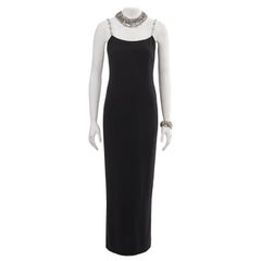 Abito da sera nero Chanel by Karl Lagerfeld con parure di gioielli in cristallo, ss 1998