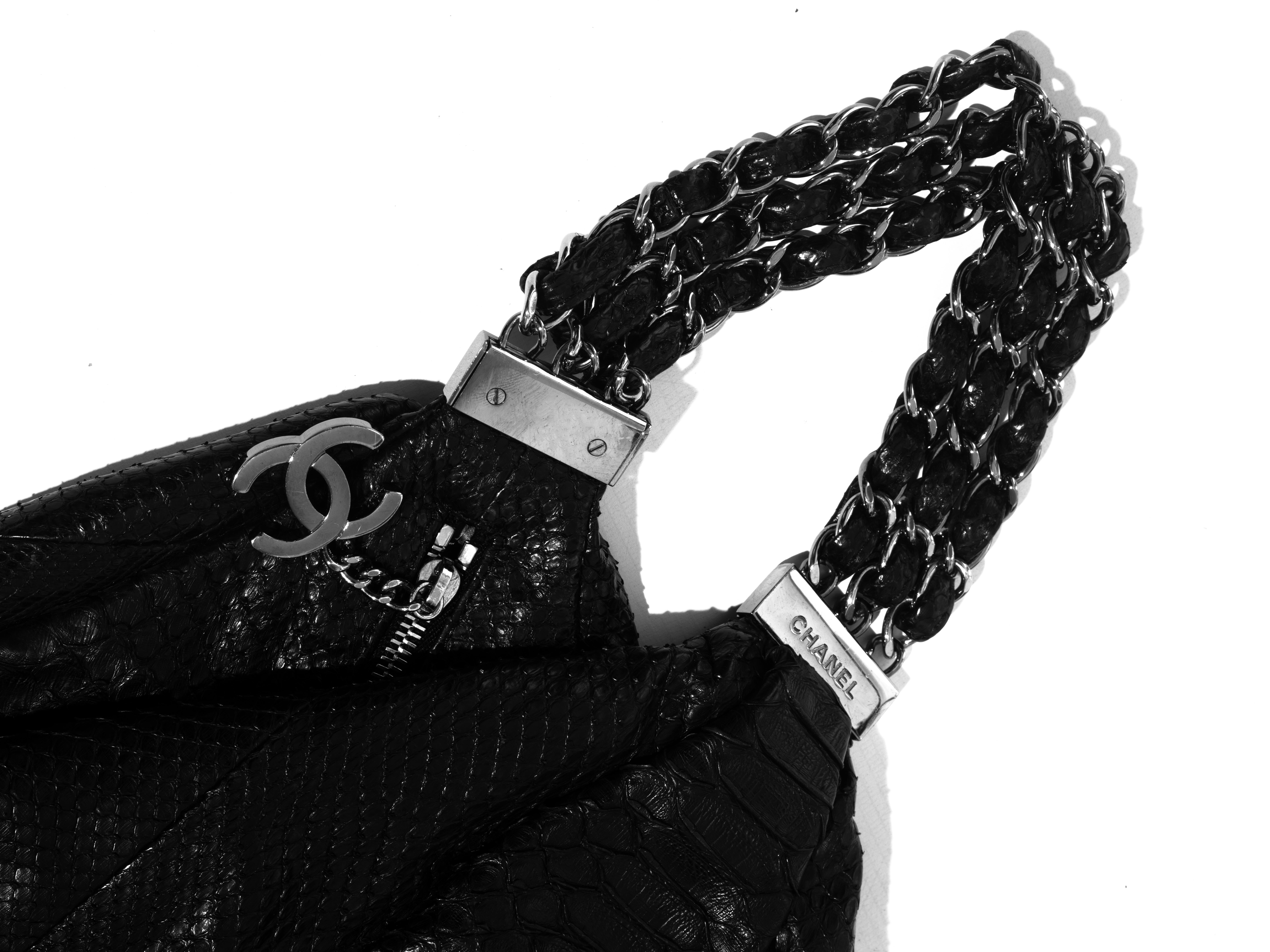 Black Chanel by Karl Lagerfeld black python and chain hobo bag, ss 2007