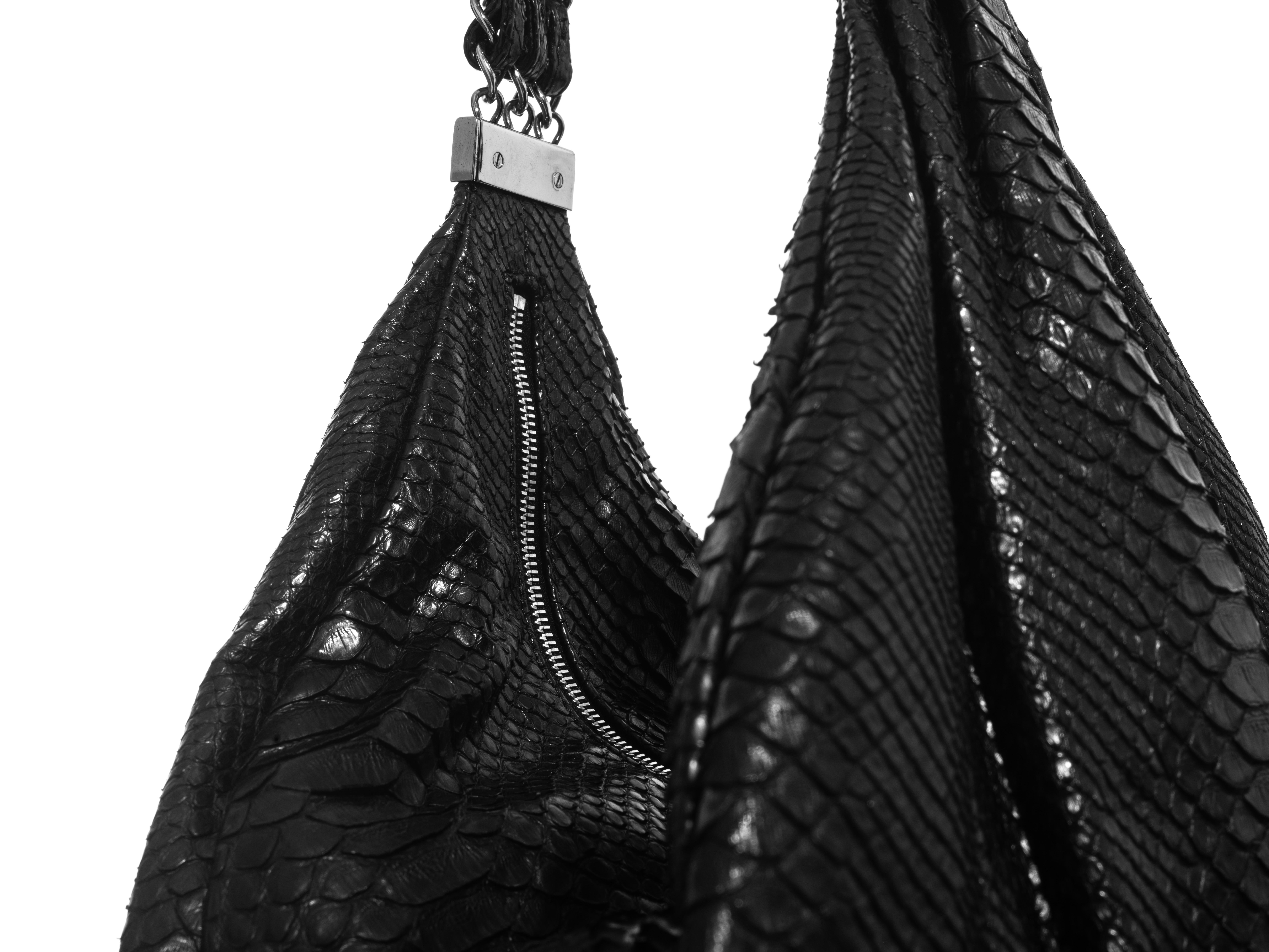 Chanel by Karl Lagerfeld black python and chain hobo bag, ss 2007 In Excellent Condition In London, GB