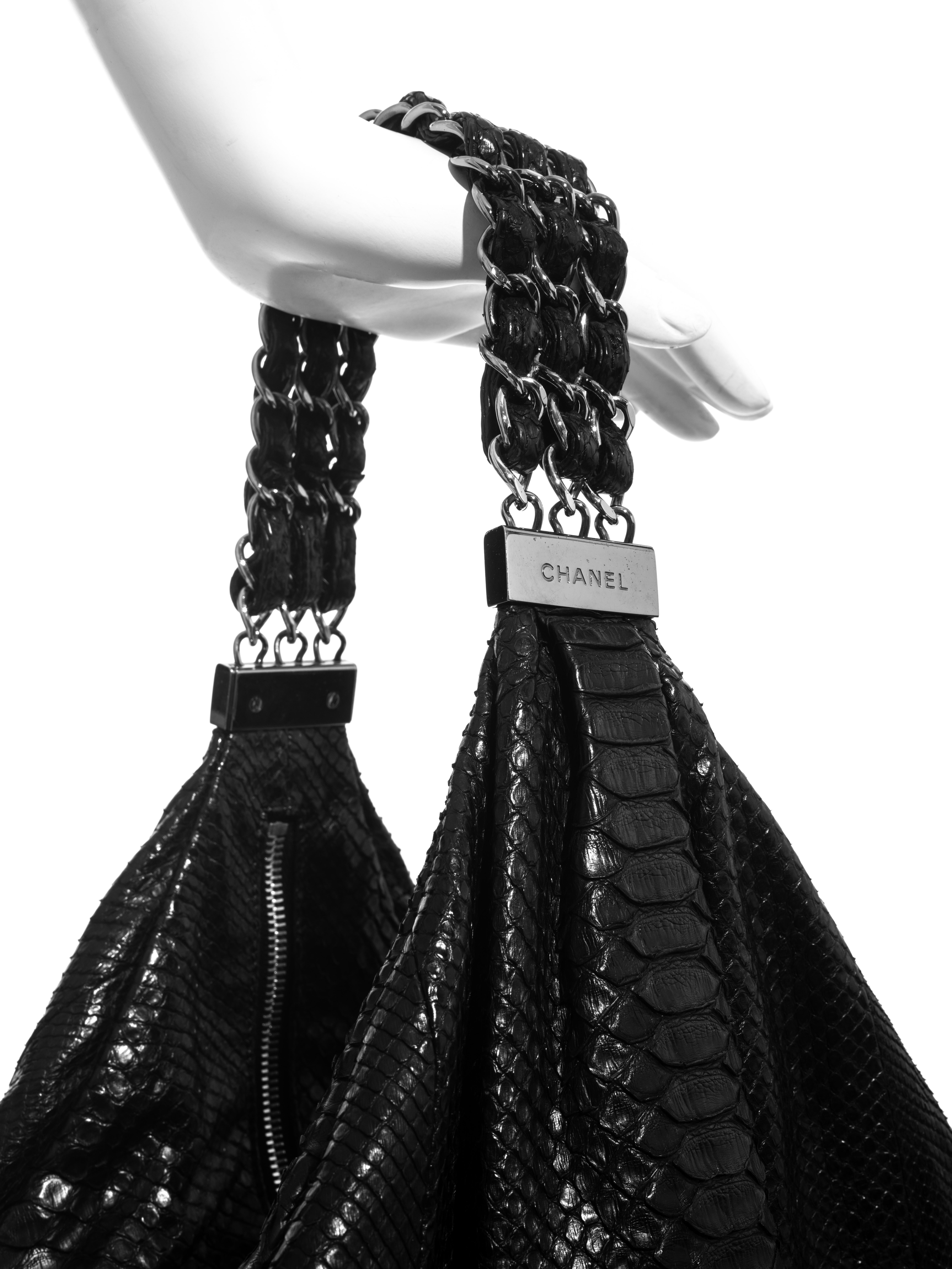 Women's Chanel by Karl Lagerfeld black python and chain hobo bag, ss 2007