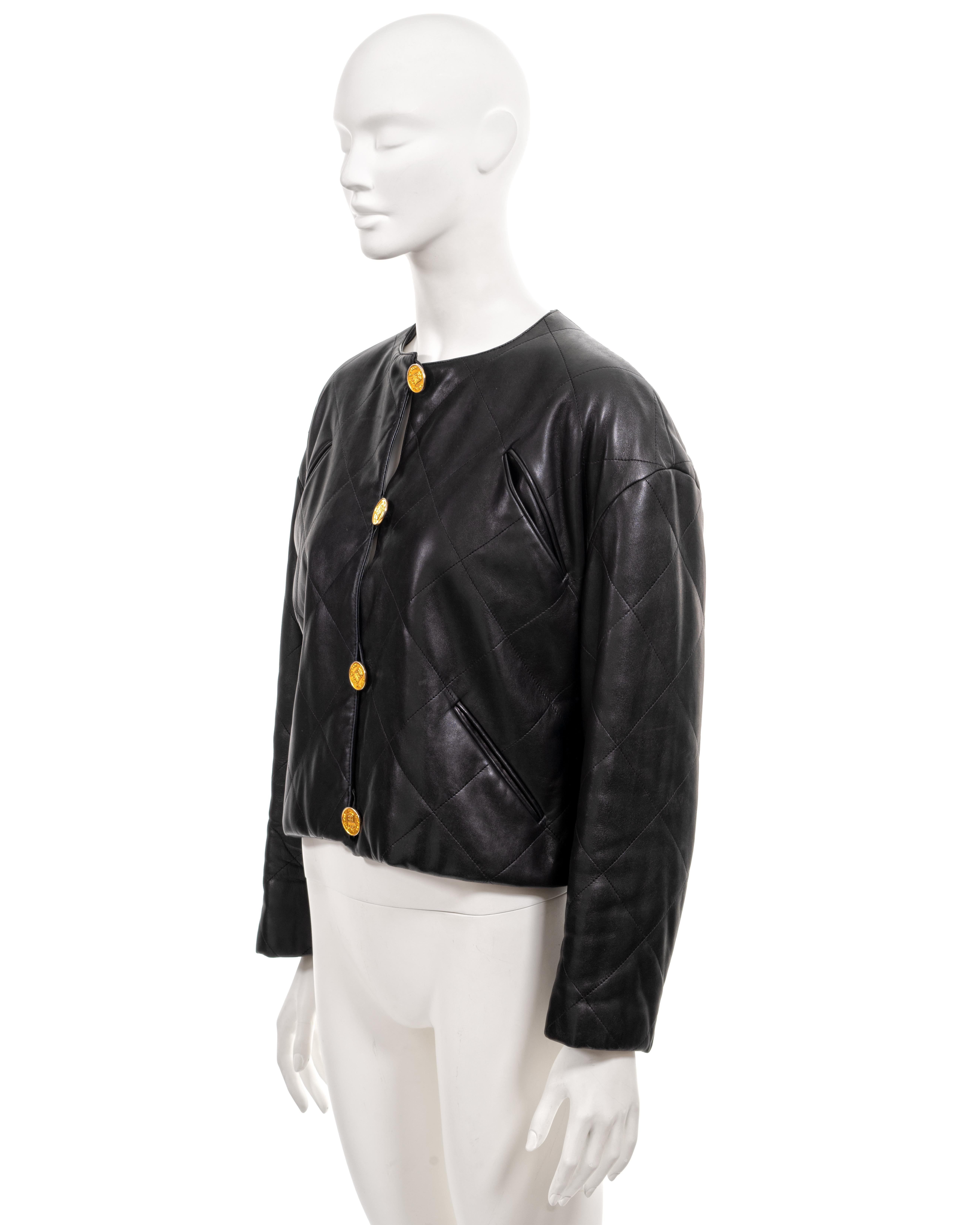 Chanel by Karl Lagerfeld black quilted lambskin leather jacket, fw 1987 7