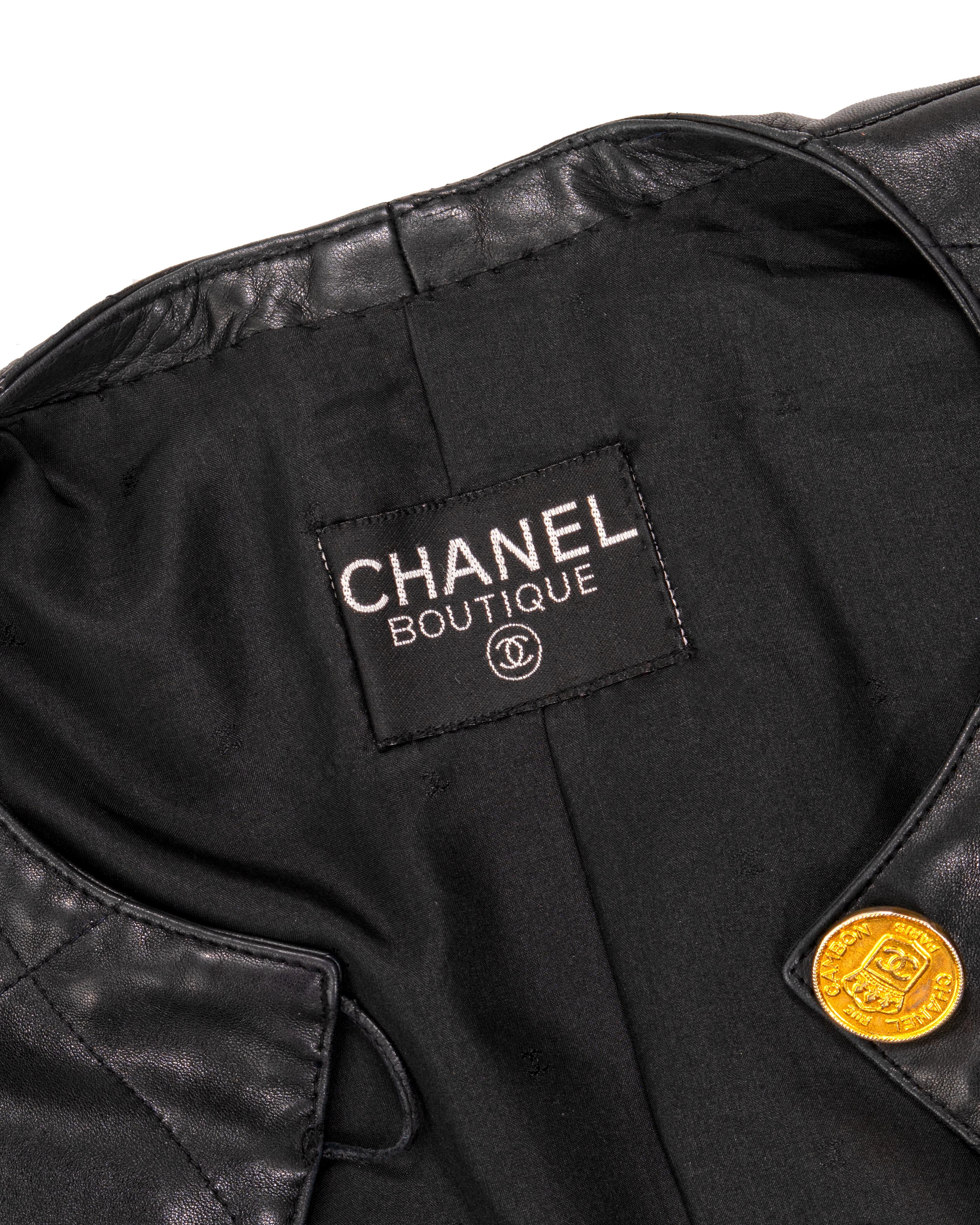 Chanel by Karl Lagerfeld black quilted lambskin leather jacket, fw 1987 8
