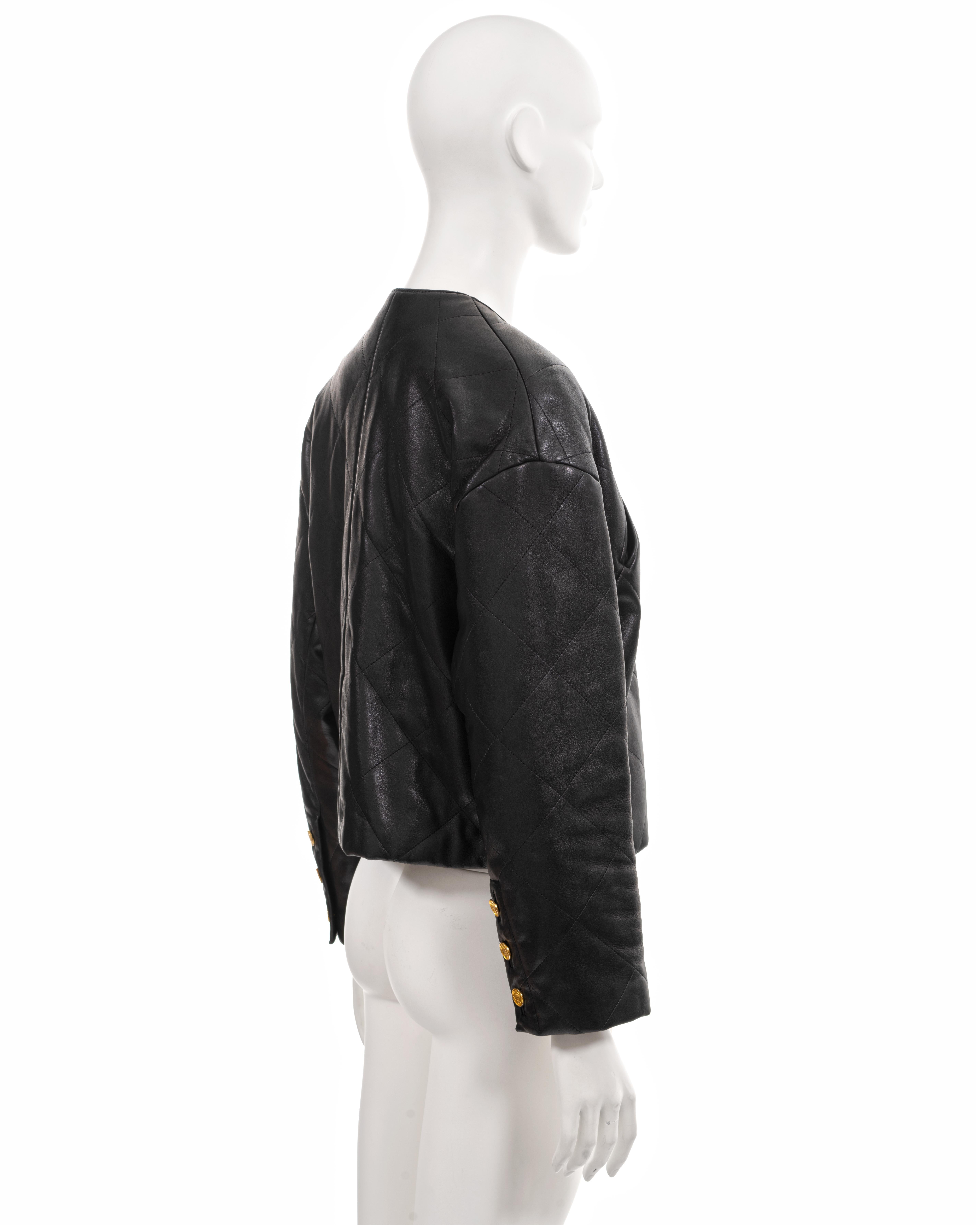 Chanel by Karl Lagerfeld black quilted lambskin leather jacket, fw 1987 3