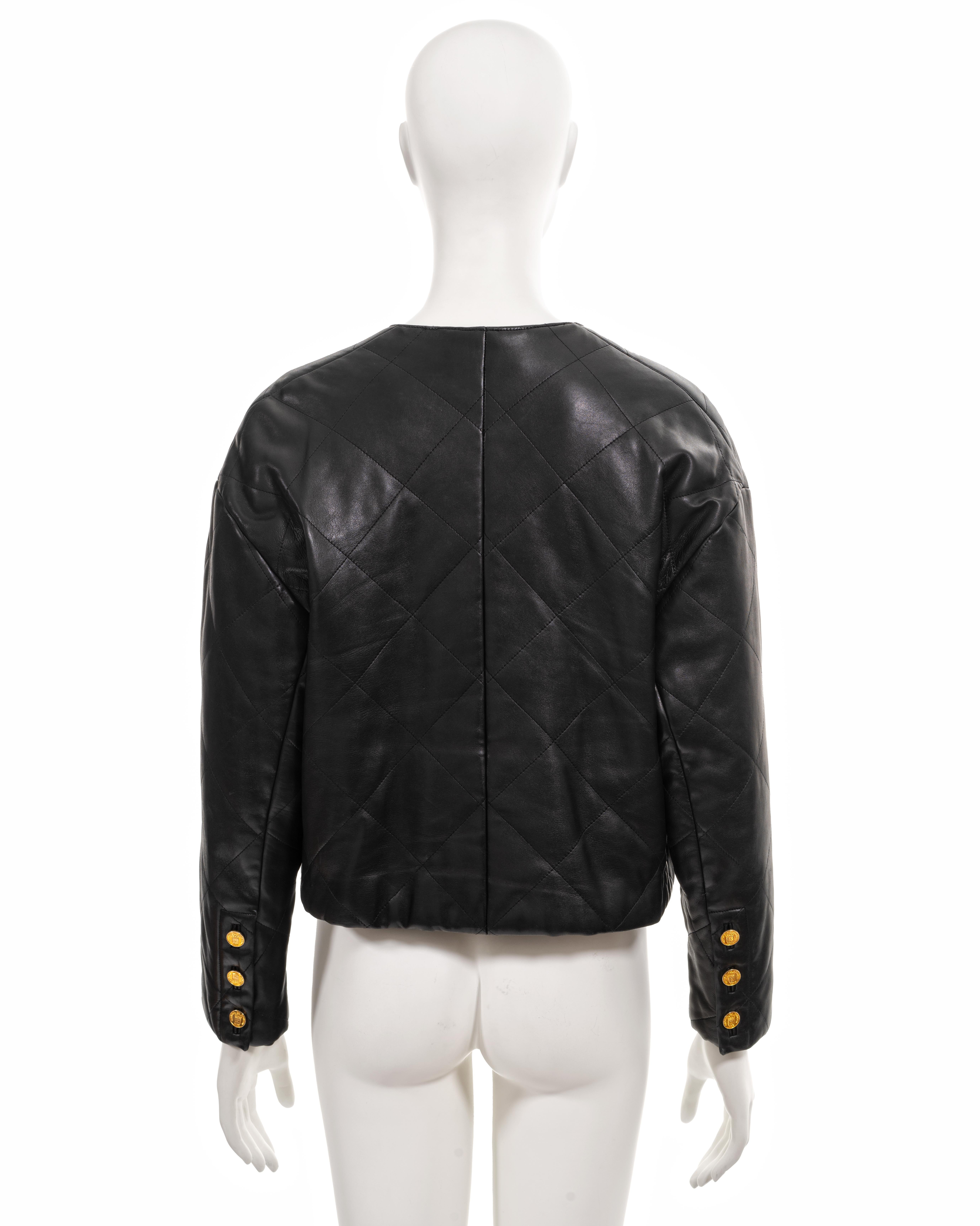 Chanel by Karl Lagerfeld black quilted lambskin leather jacket, fw 1987 4