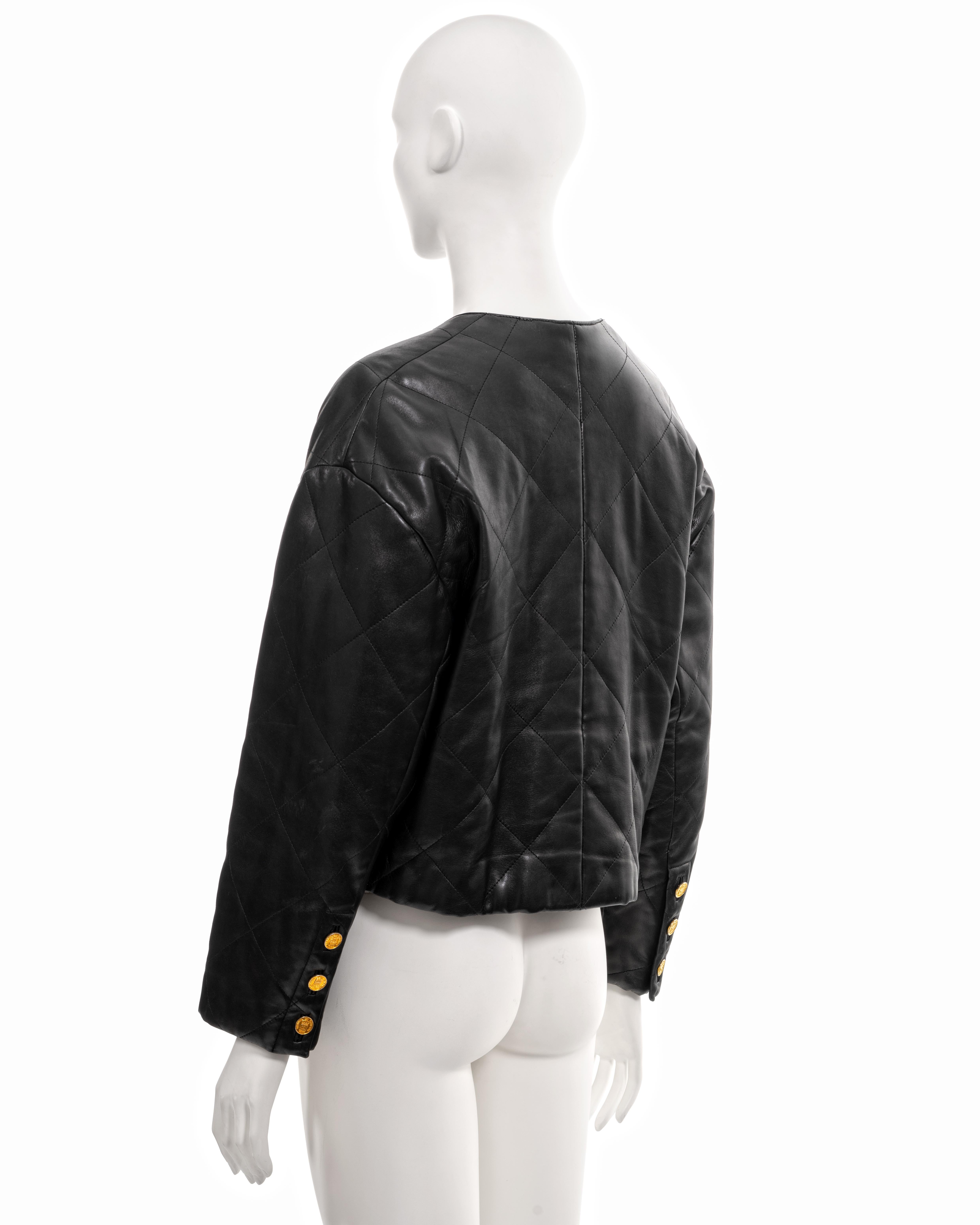 Chanel by Karl Lagerfeld black quilted lambskin leather jacket, fw 1987 5