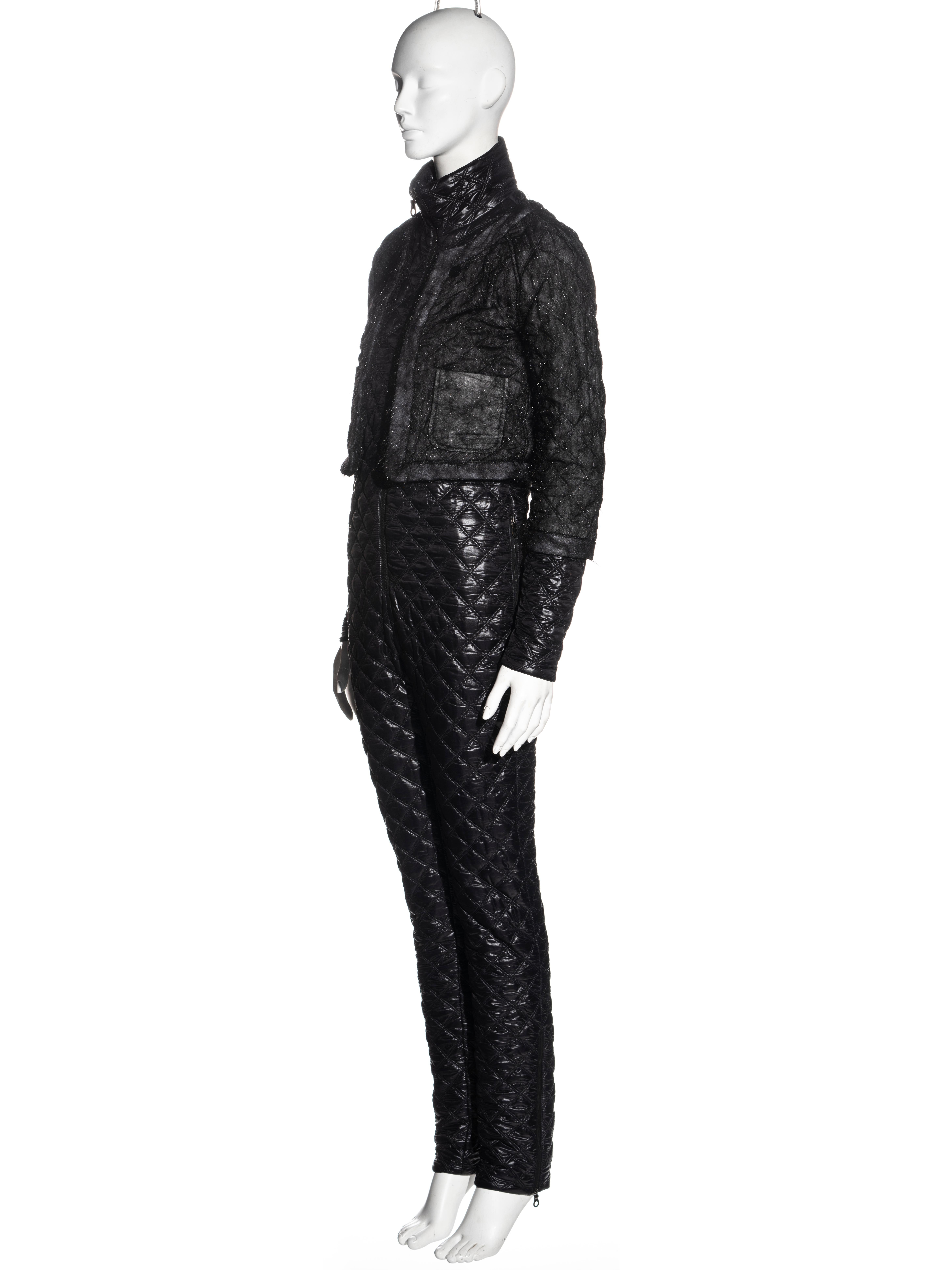 Black Chanel by Karl Lagerfeld black quilted nylon jumpsuit, fw 2011 For Sale