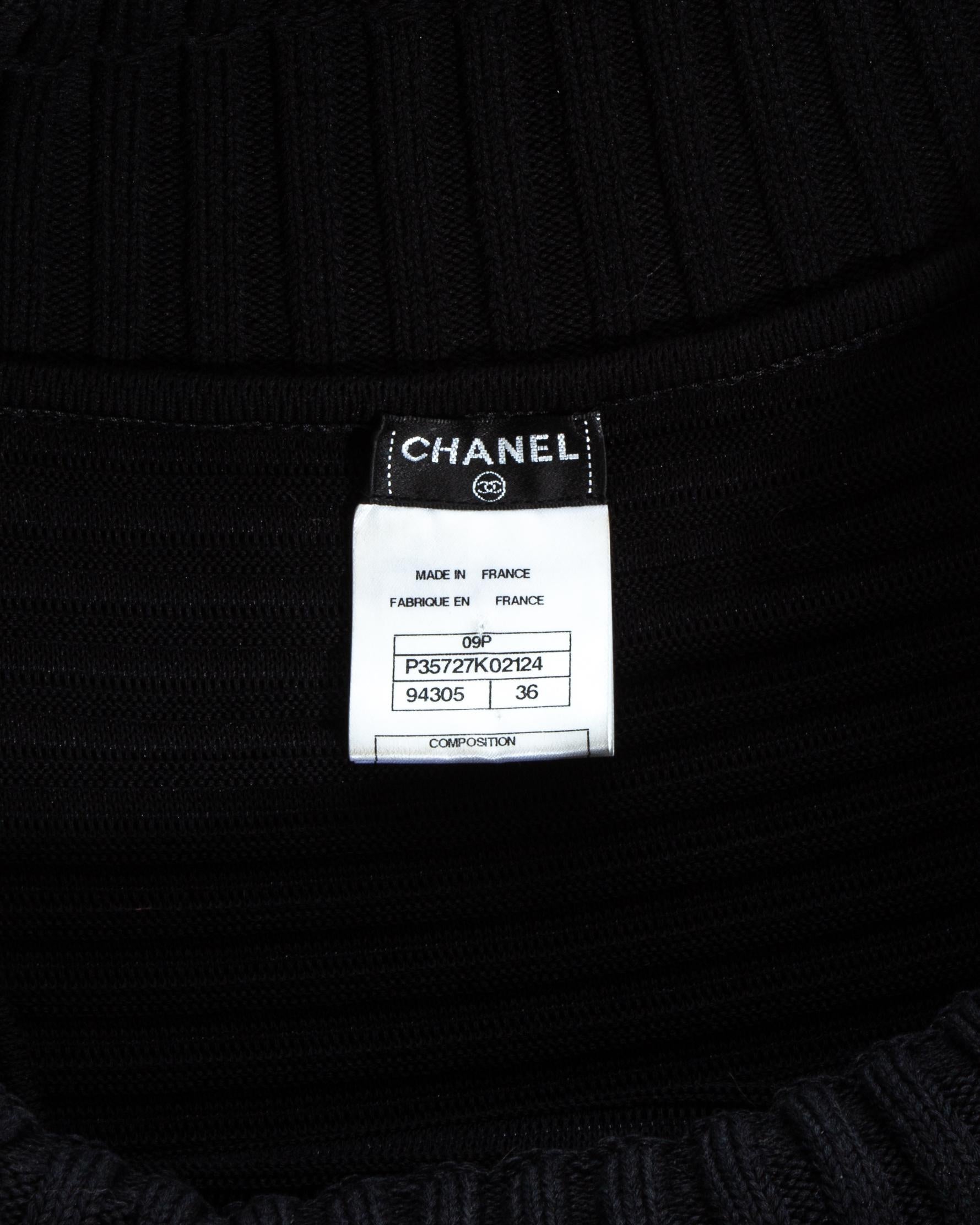 Chanel by Karl Lagerfeld black ribbed knit off shoulder maxi dress, ss 2009 2