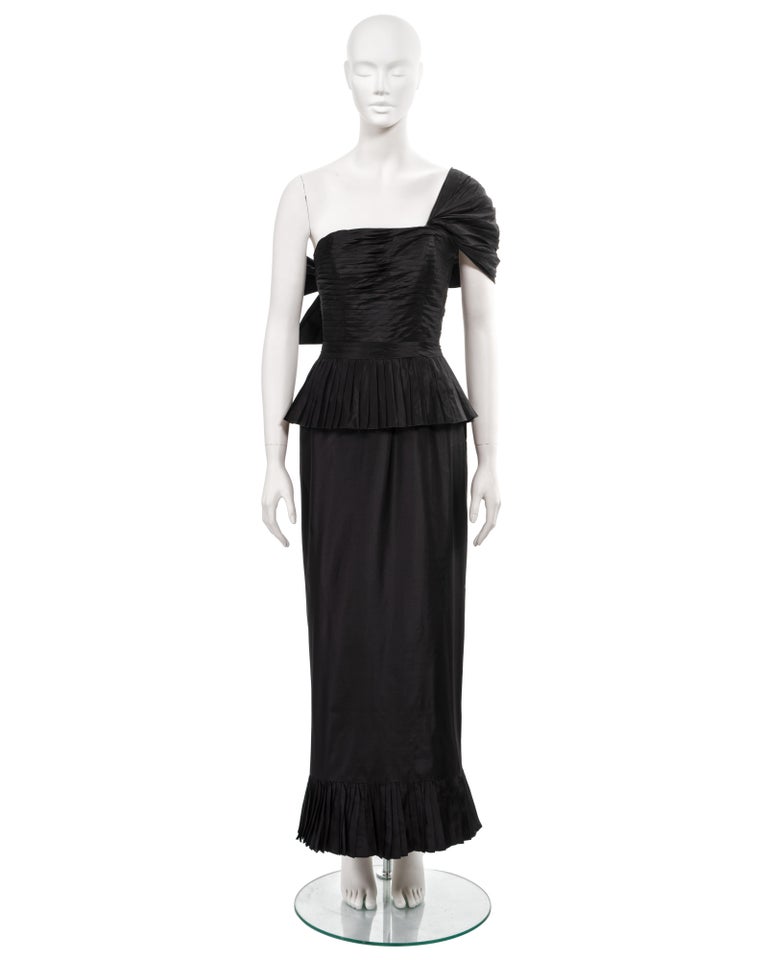 Gorgeous Little 1980s Chanel by Karl Lagerfeld Black Cotton Halter Dress w Full Skirt