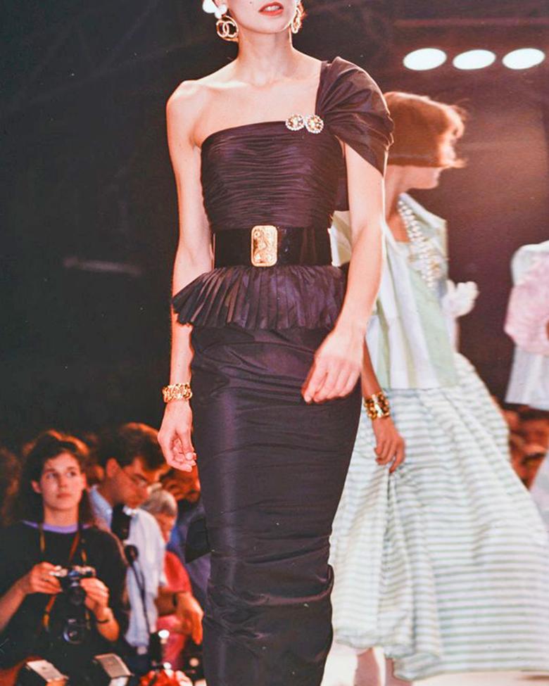 Chanel by Karl Lagerfeld black silk taffeta evening dress, ss 1986 For Sale 1