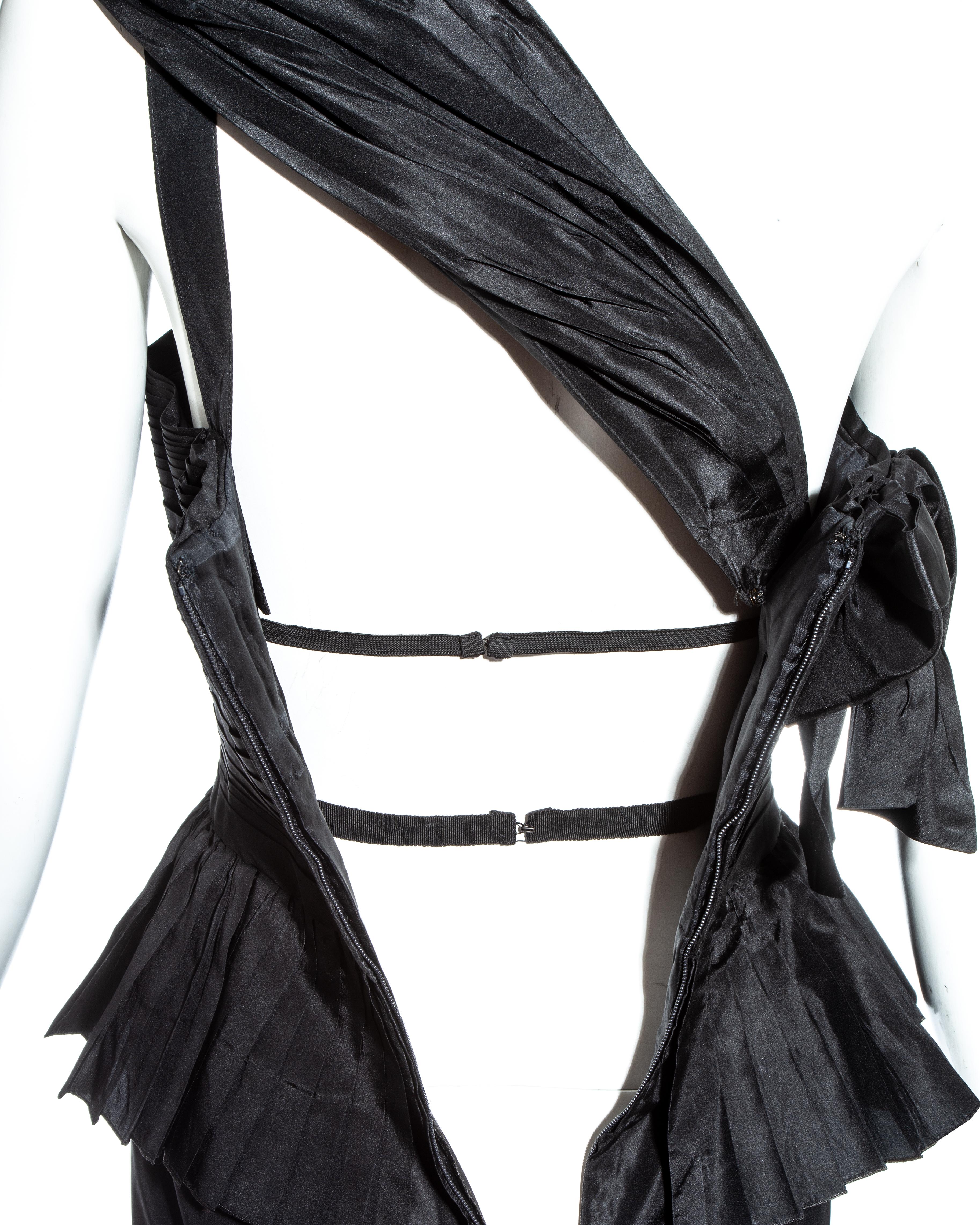 Chanel by Karl Lagerfeld black silk taffeta pleated evening dress, ss 1986 2