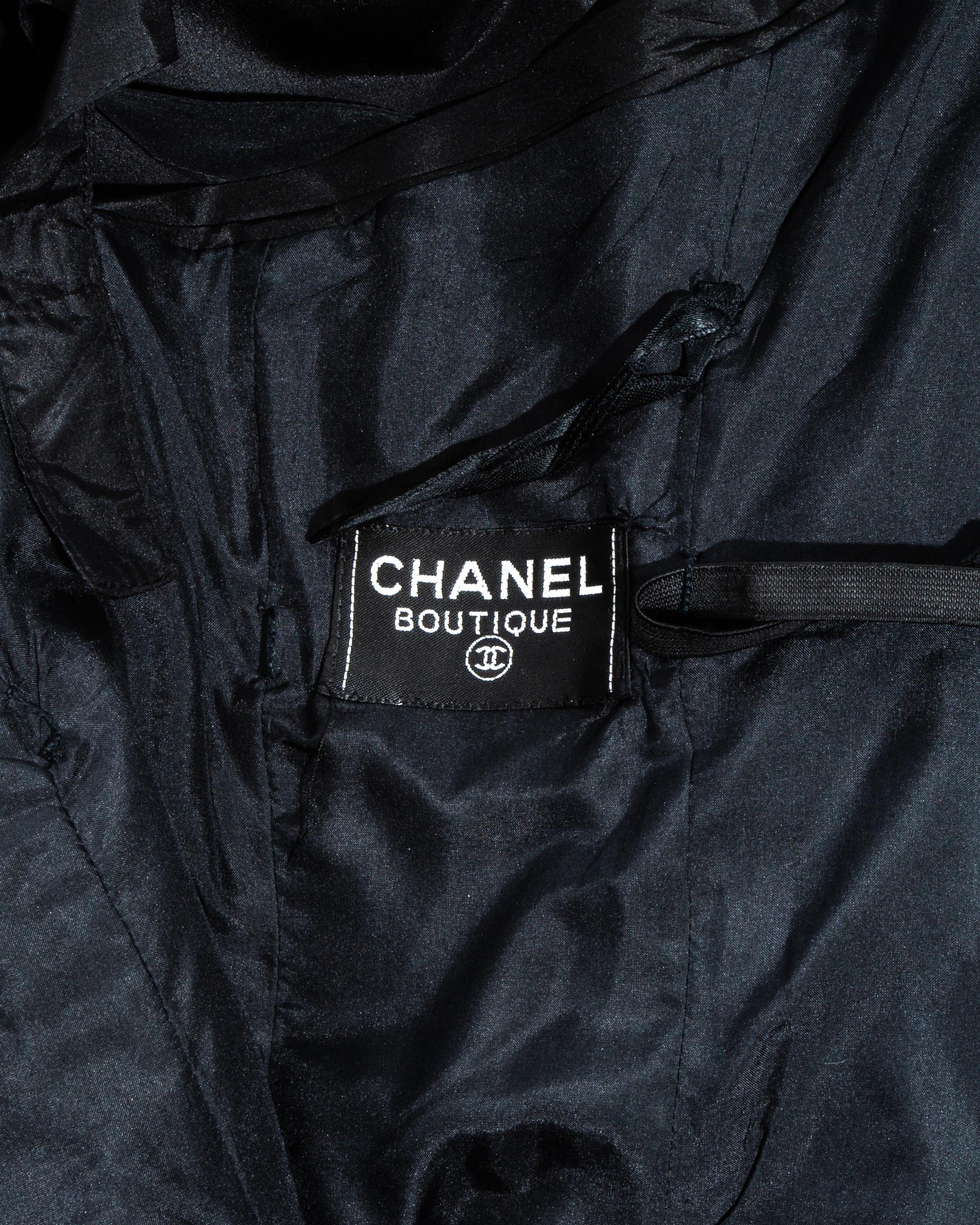Chanel by Karl Lagerfeld black silk taffeta pleated evening dress, ss 1986 3
