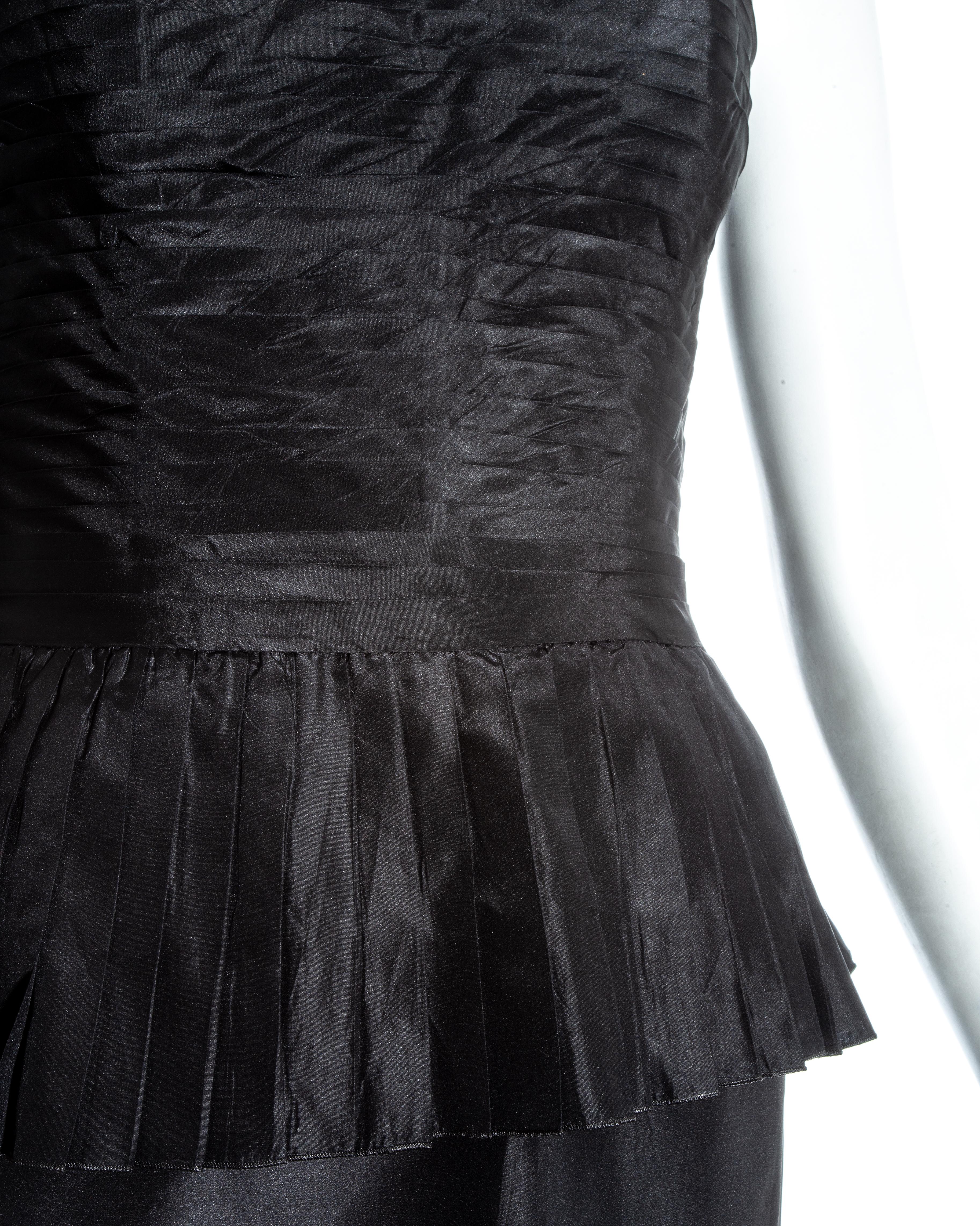 Black Chanel by Karl Lagerfeld black silk taffeta pleated evening dress, ss 1986