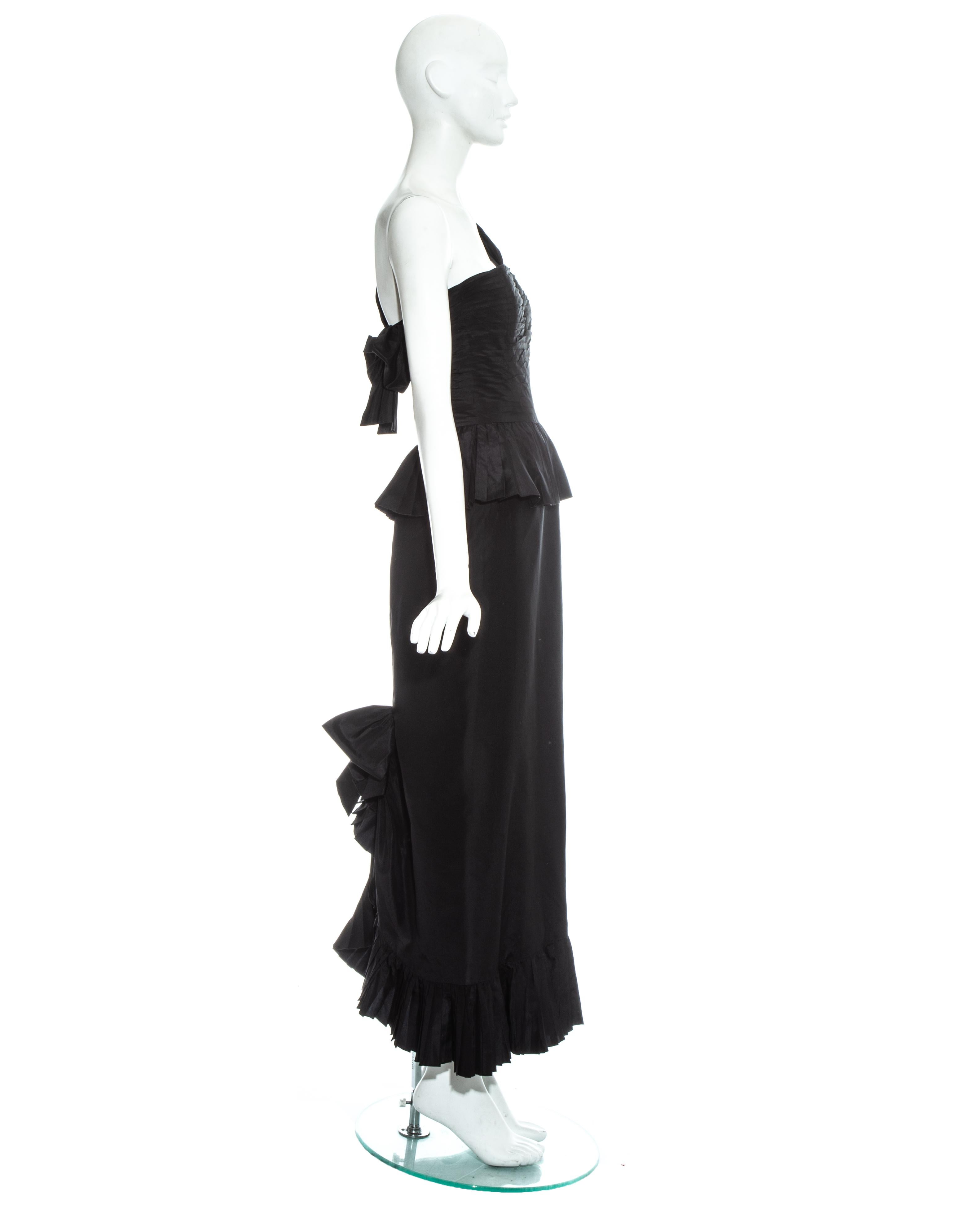 Chanel by Karl Lagerfeld black silk taffeta pleated evening dress, ss 1986 In Good Condition In London, GB