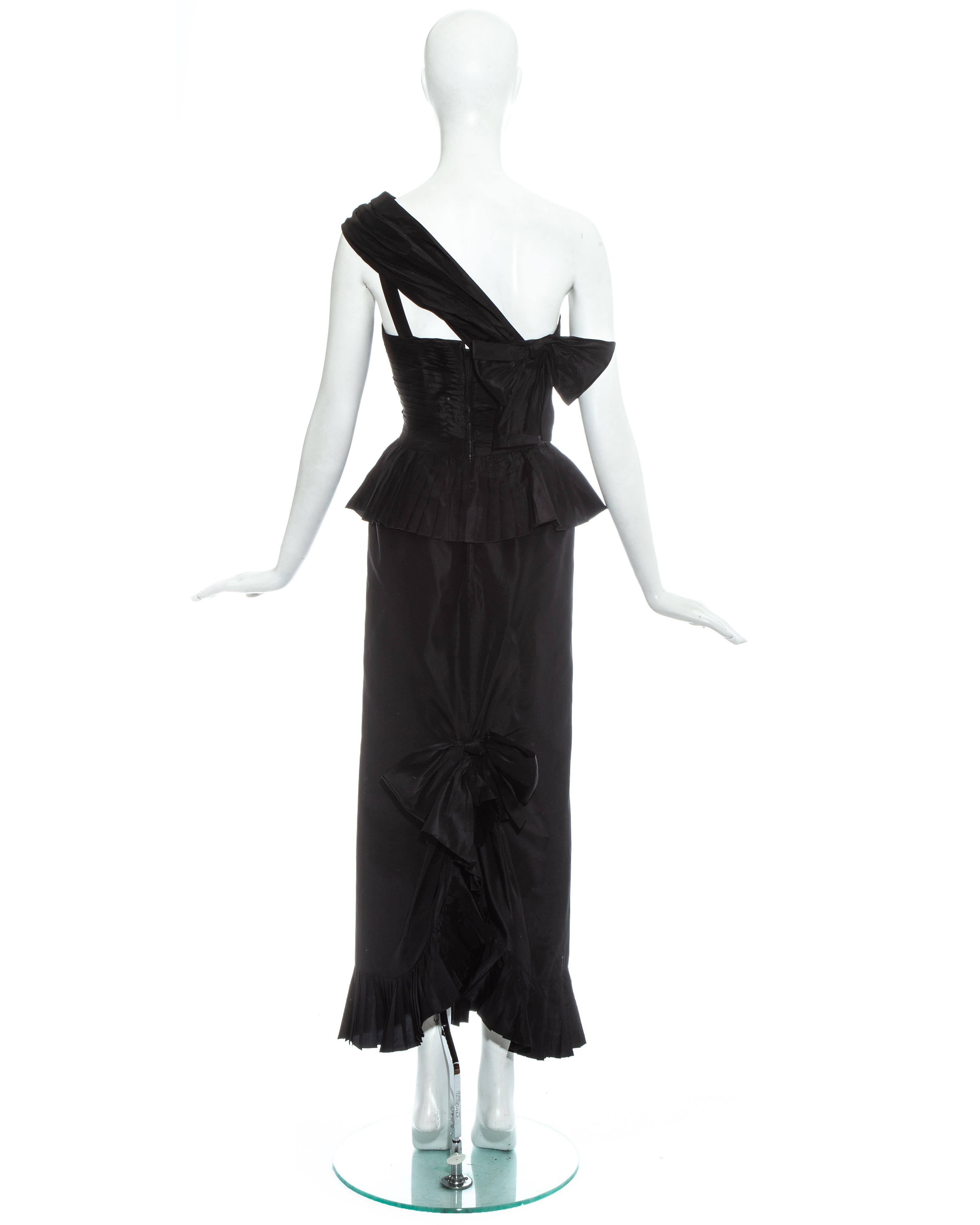 Women's Chanel by Karl Lagerfeld black silk taffeta pleated evening dress, ss 1986