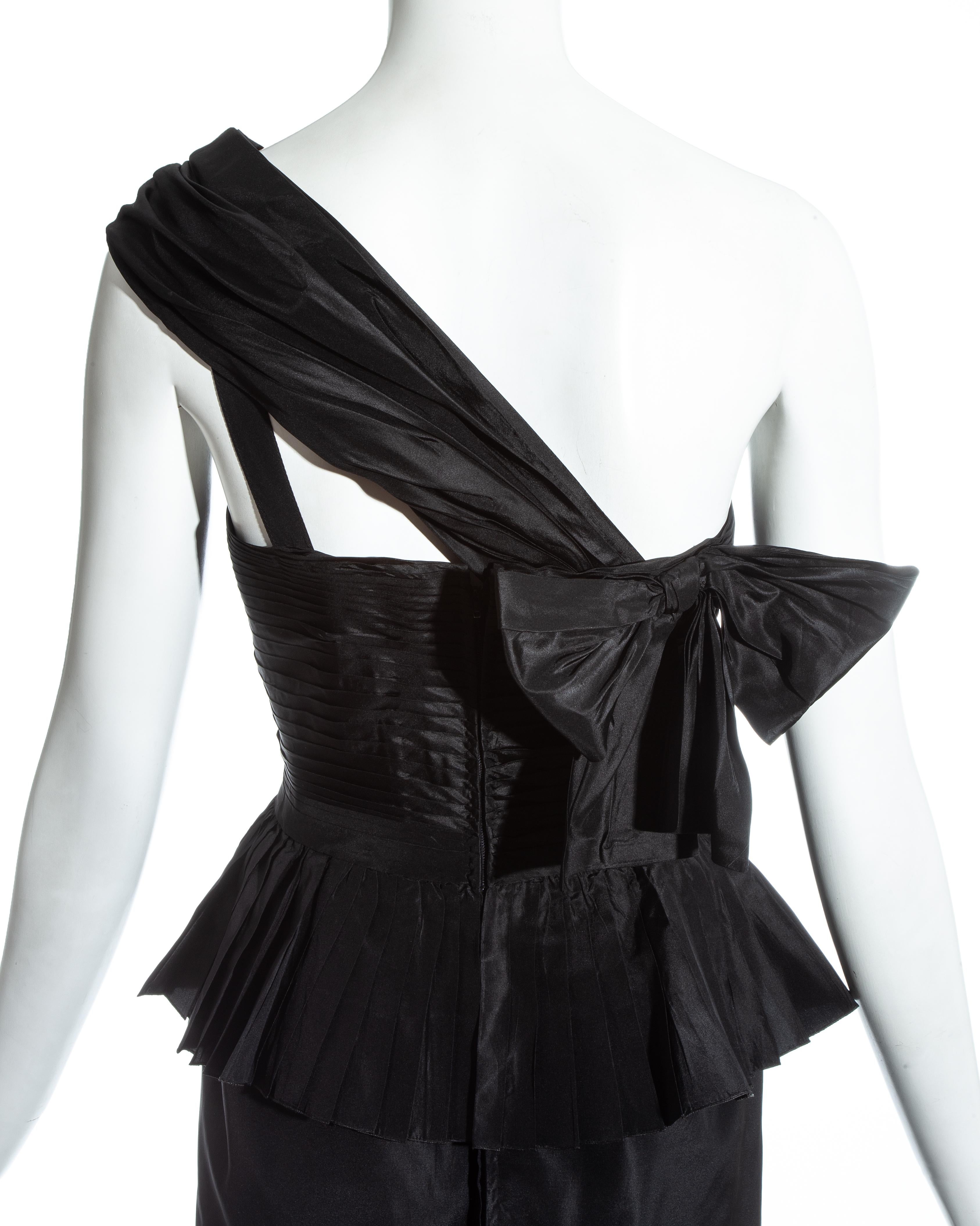 Chanel by Karl Lagerfeld black silk taffeta pleated evening dress, ss 1986 1