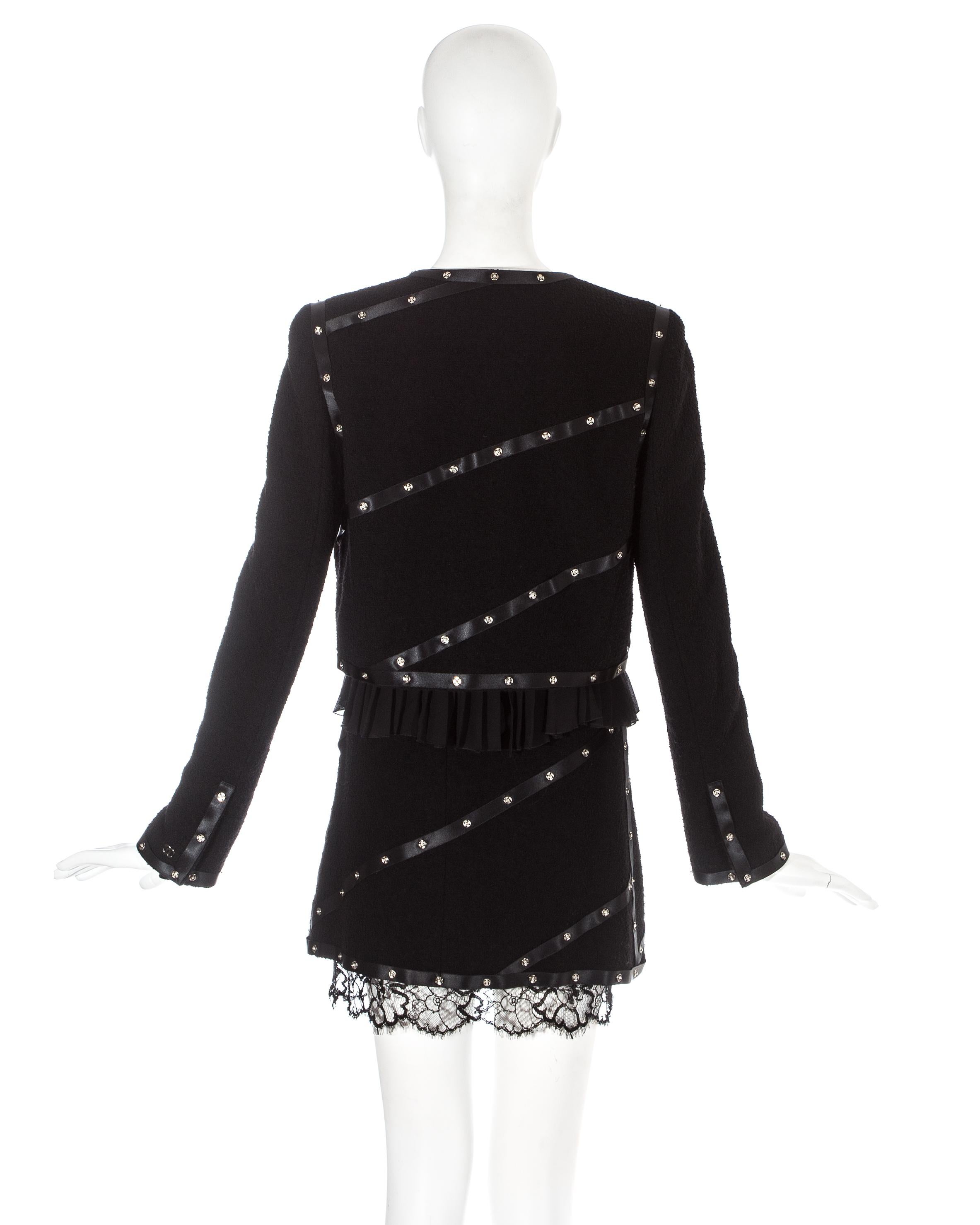 Chanel by Karl Lagerfeld black studded 3 piece skirt suit, A/W 2003 In Excellent Condition In London, GB