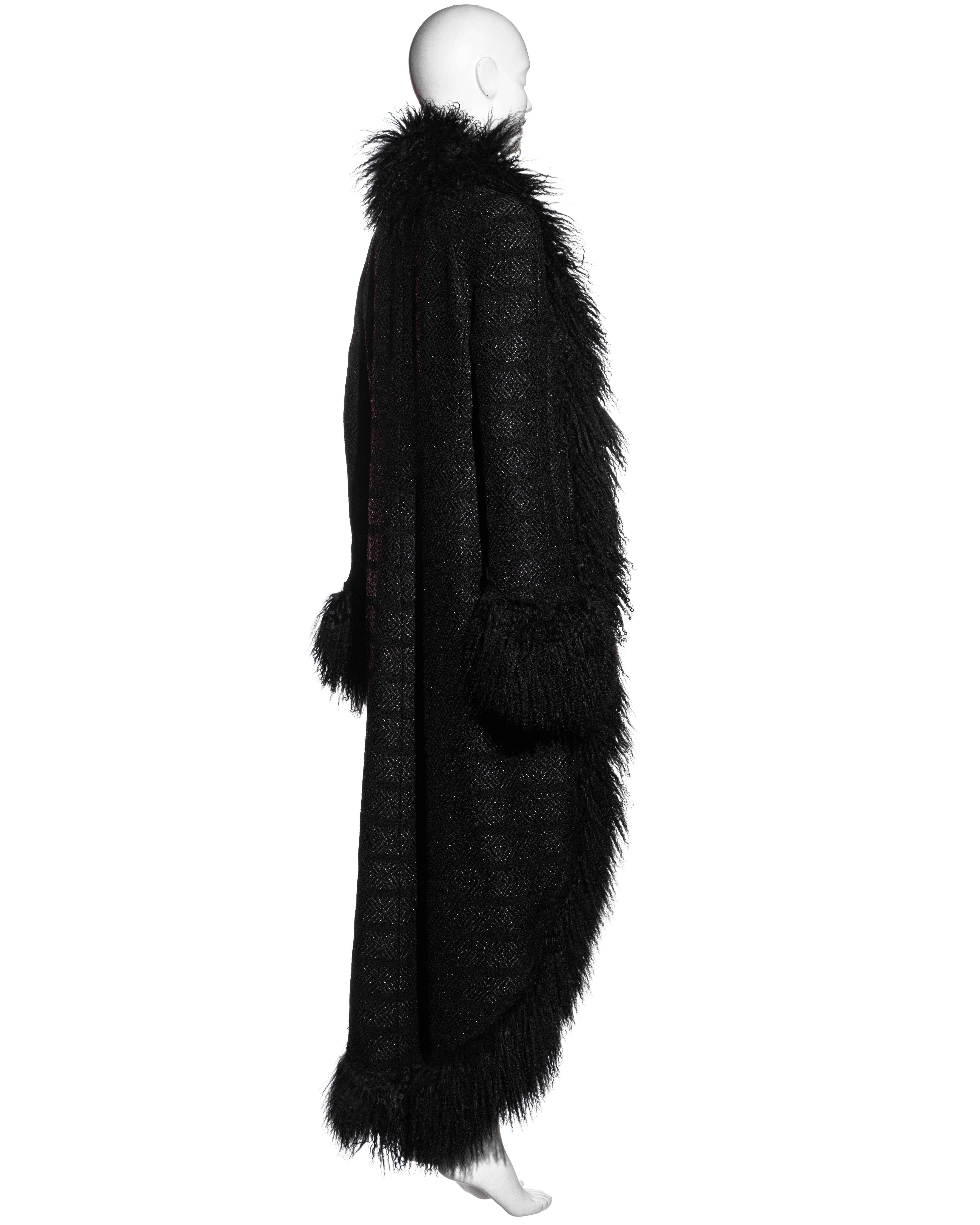 Chanel by Karl Lagerfeld black tweed and Mongolian lambs wool coat, fw 2008 6