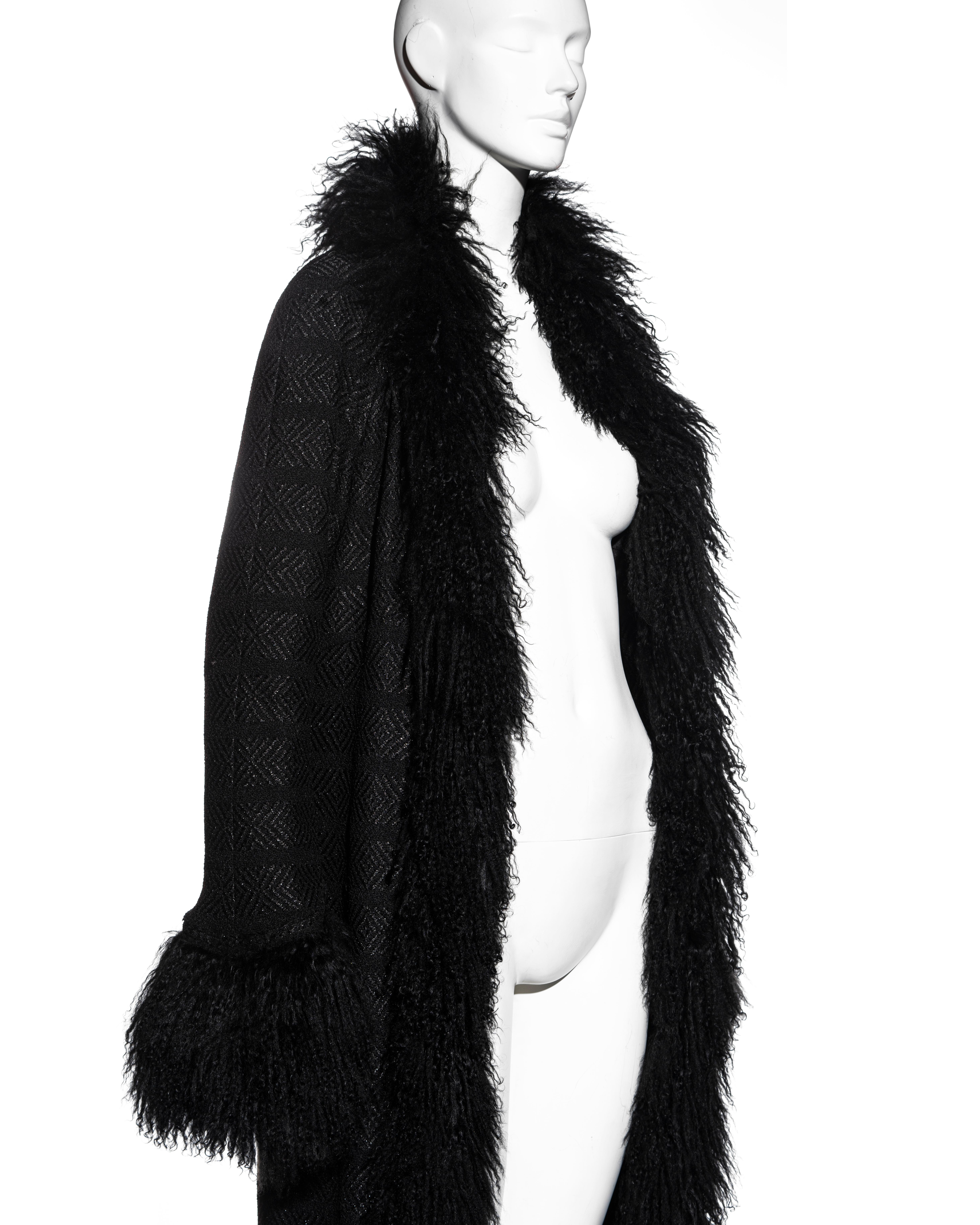 Chanel by Karl Lagerfeld black tweed and Mongolian lambs wool coat, fw 2008 1