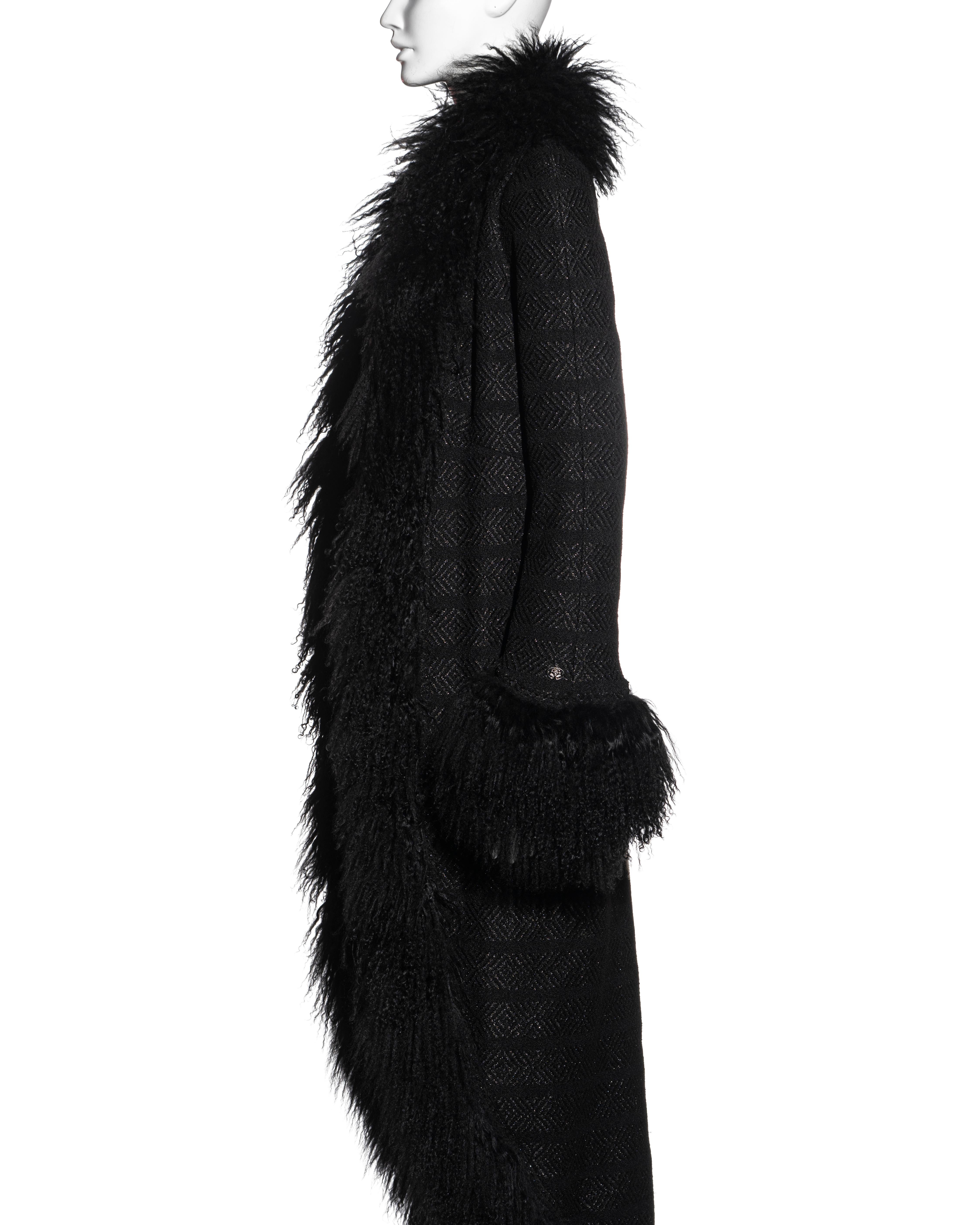Chanel by Karl Lagerfeld Schwarzer Mantel aus Tweed und mongolischer Lammwolle:: fw 2008 4