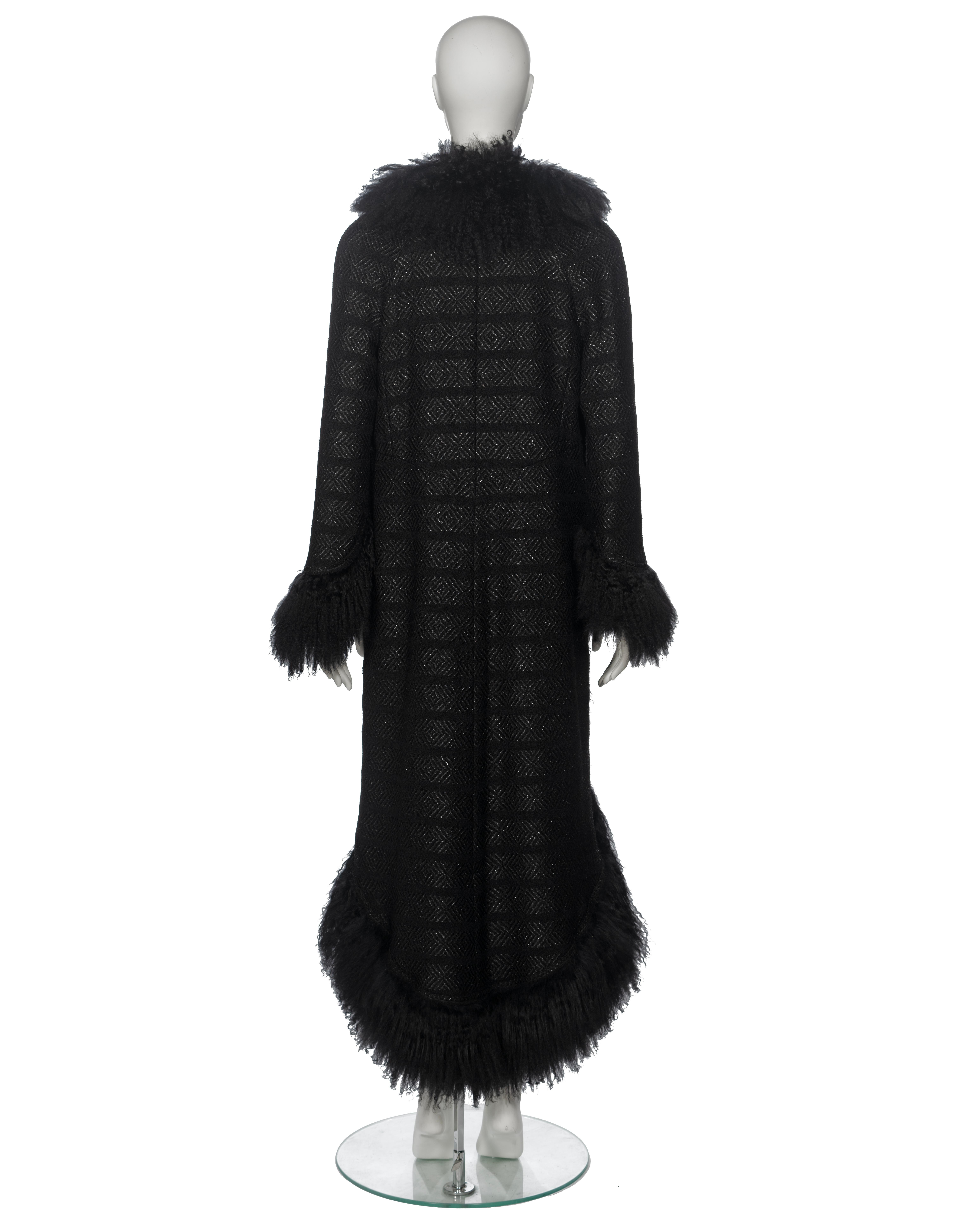 Chanel by Karl Lagerfeld Black Tweed Wool and Tibetan Lamb Fur Coat, fw 2008 6