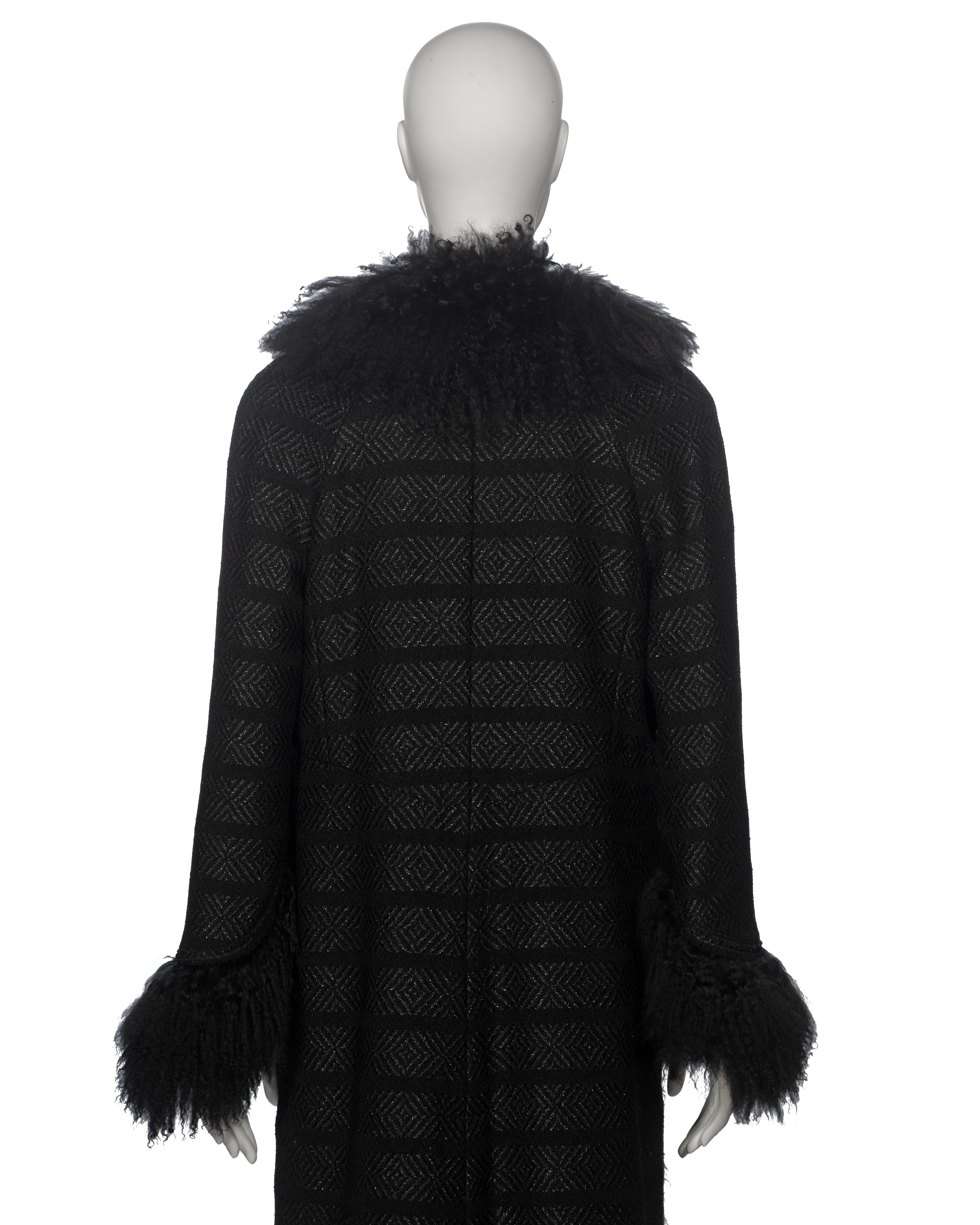 Chanel by Karl Lagerfeld Black Tweed Wool and Tibetan Lamb Fur Coat, fw 2008 7