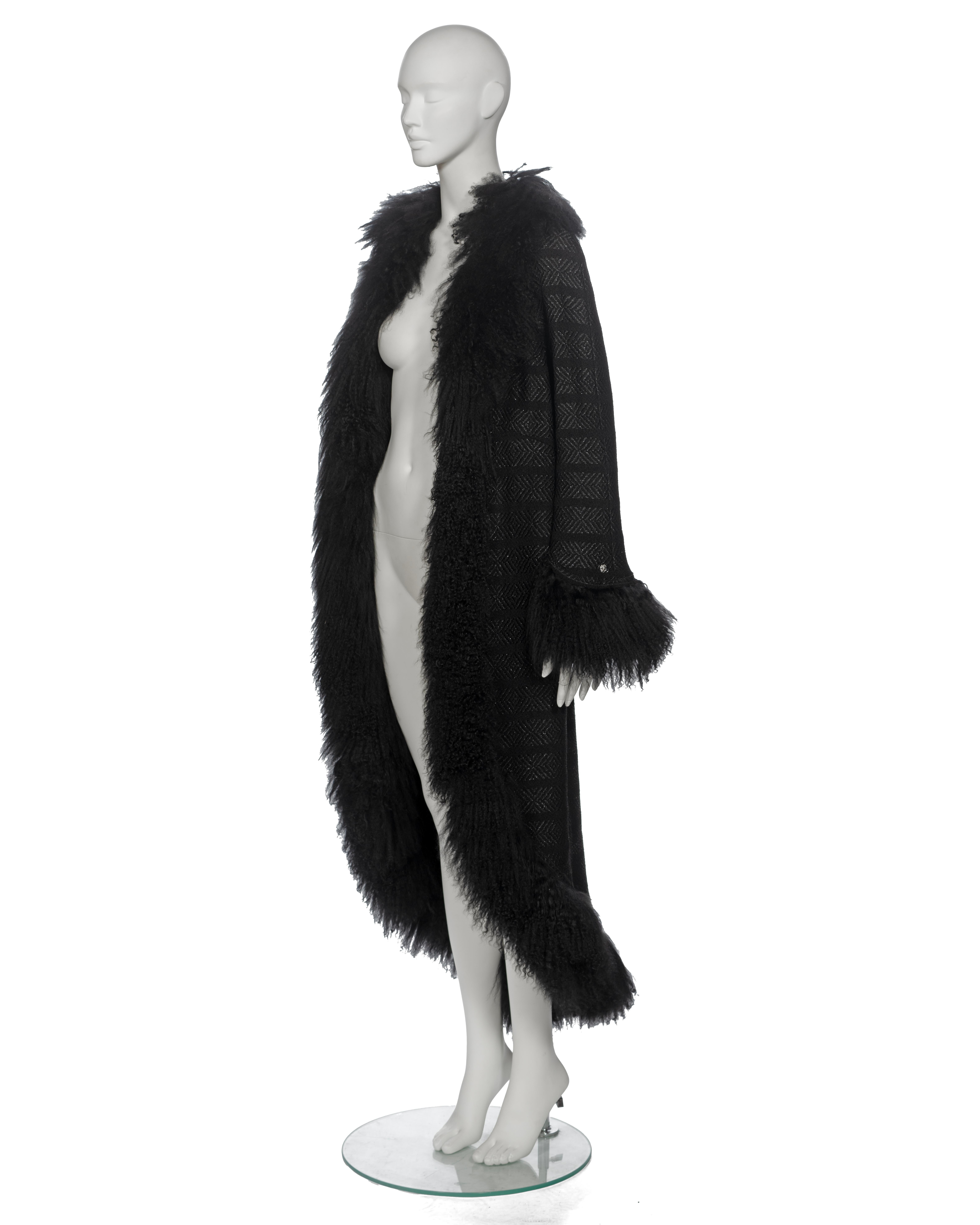 Chanel by Karl Lagerfeld Black Tweed Wool and Tibetan Lamb Fur Coat, fw 2008 9