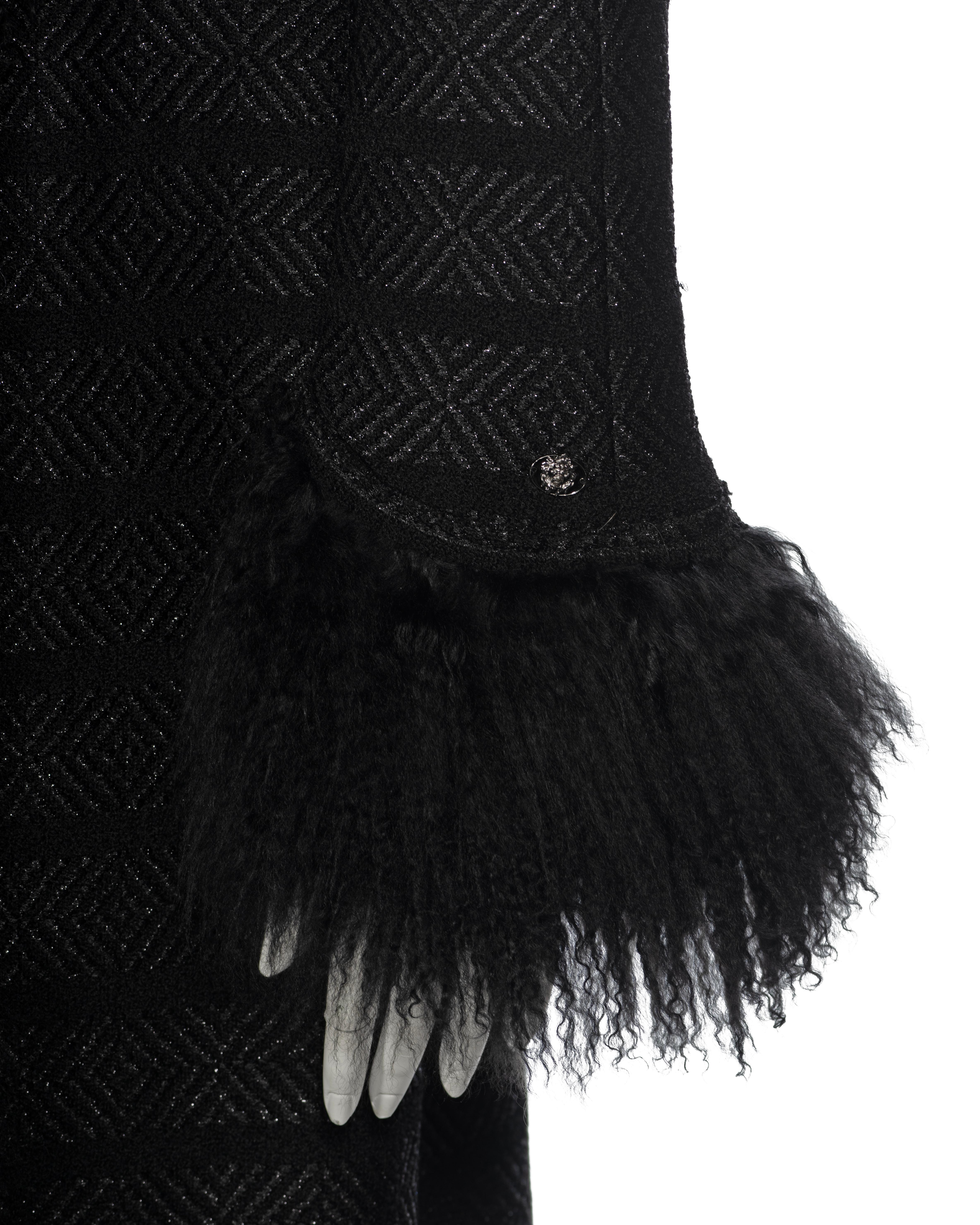 Chanel by Karl Lagerfeld Black Tweed Wool and Tibetan Lamb Fur Coat, fw 2008 11