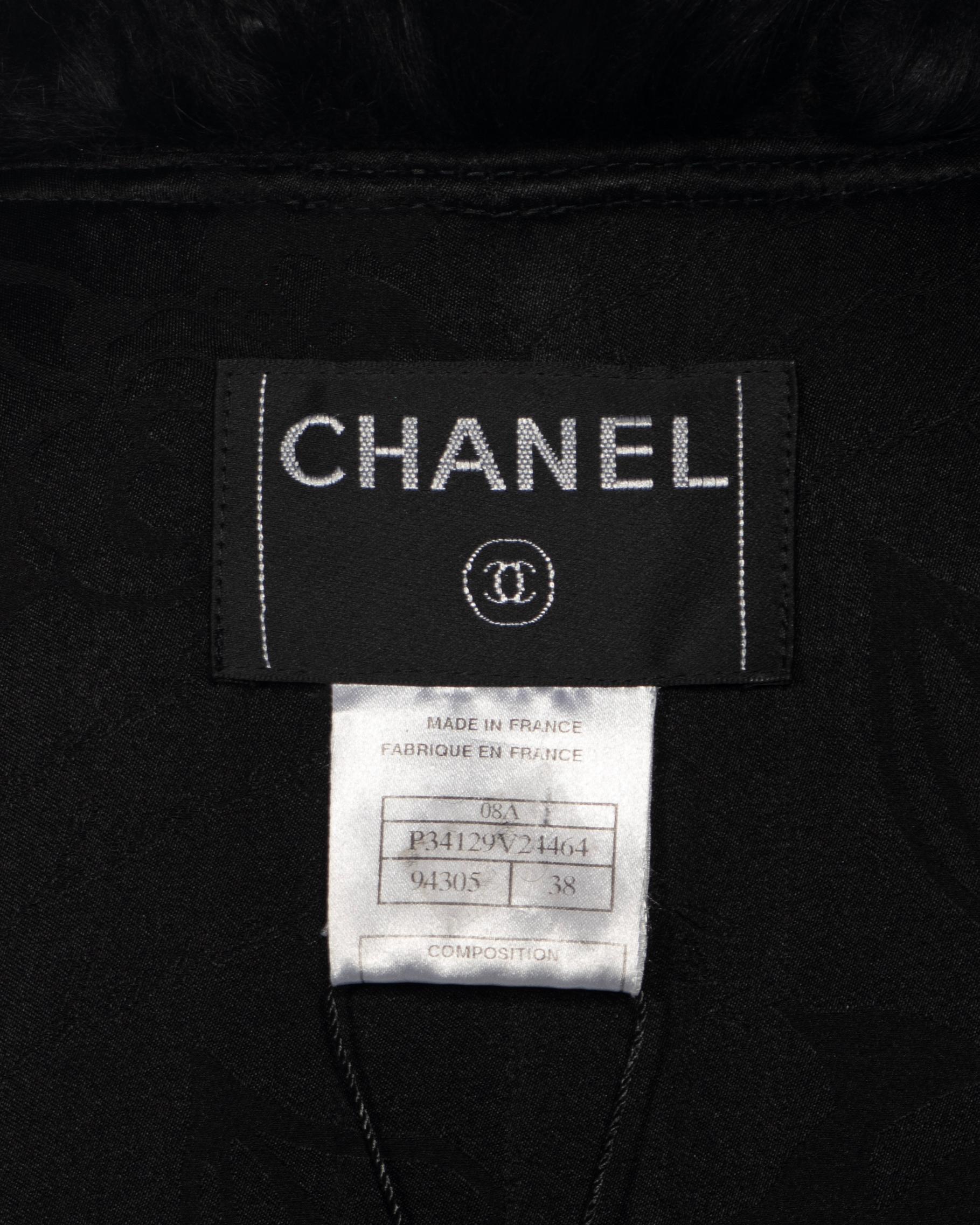 Chanel by Karl Lagerfeld Black Tweed Wool and Tibetan Lamb Fur Coat, fw 2008 12