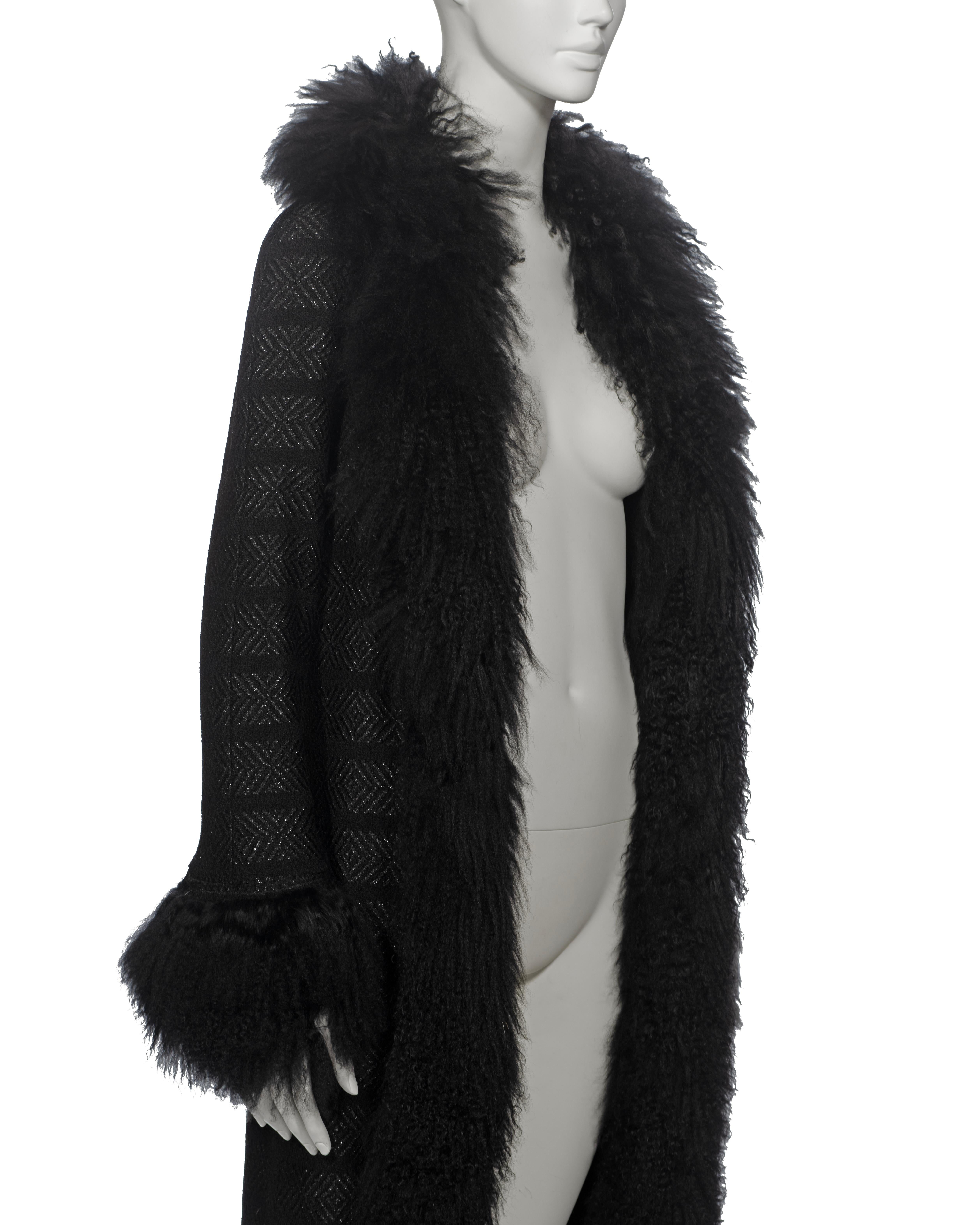 Chanel by Karl Lagerfeld Black Tweed Wool and Tibetan Lamb Fur Coat, fw 2008 2