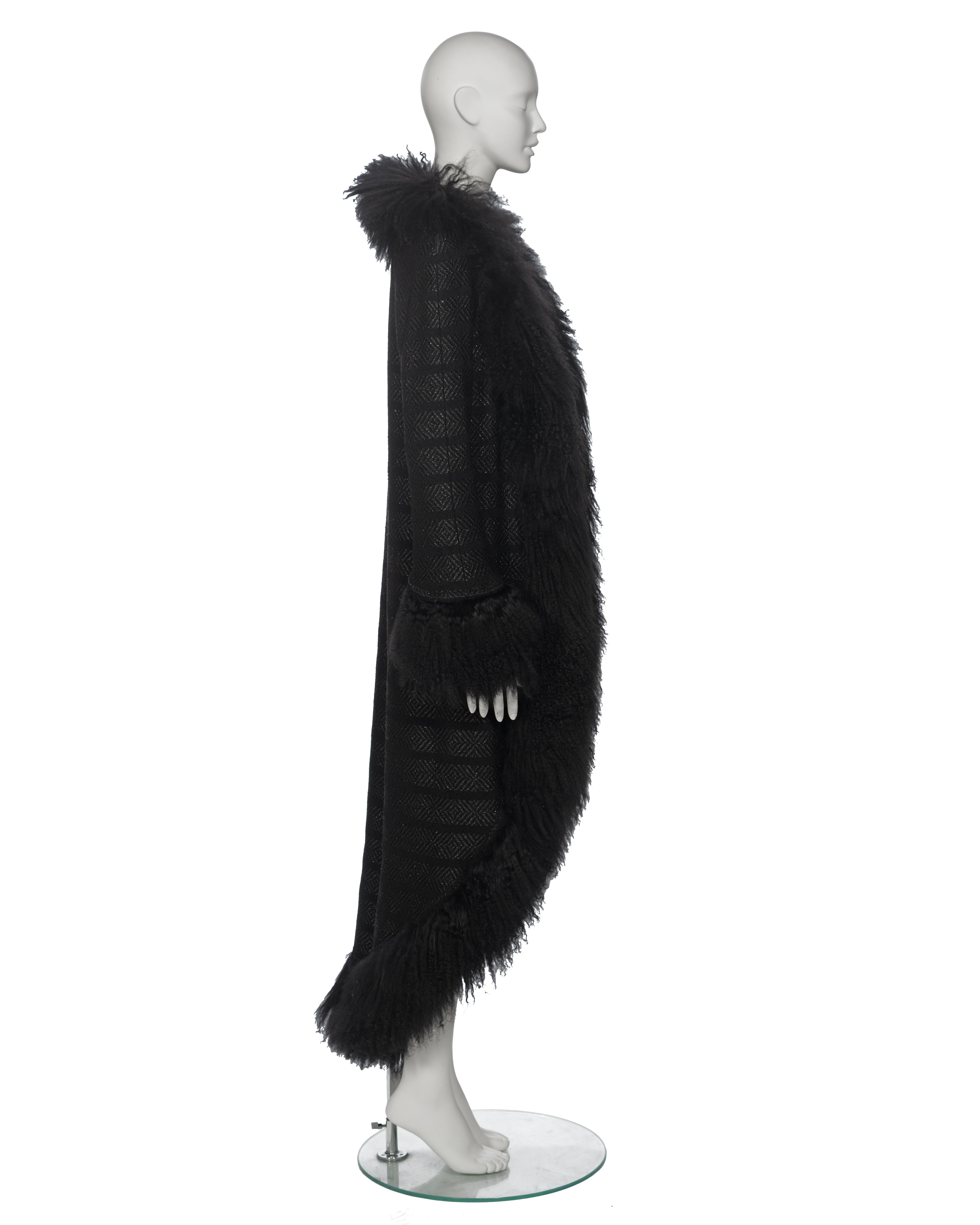 Chanel by Karl Lagerfeld Black Tweed Wool and Tibetan Lamb Fur Coat, fw 2008 3